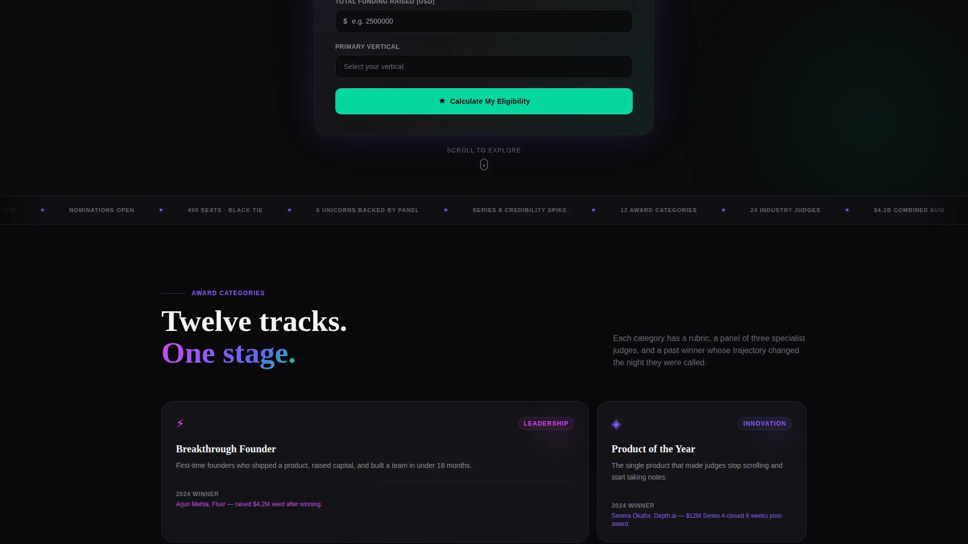 Awards Ceremony Landing Page Template