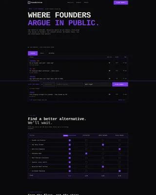 Brutalist Startup Community Forum Landing Page