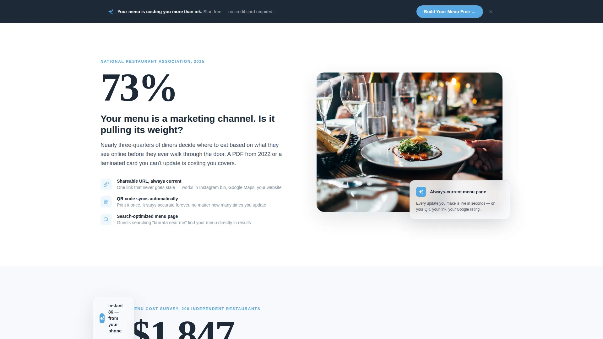 Bistro Booking Landing Page Template