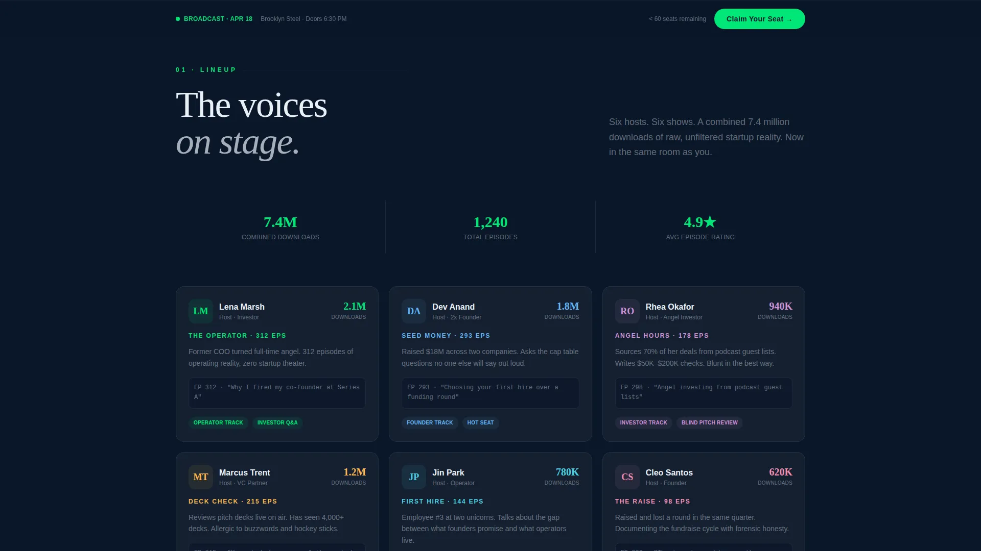 Startup Podcast Live Event Landing Page Template