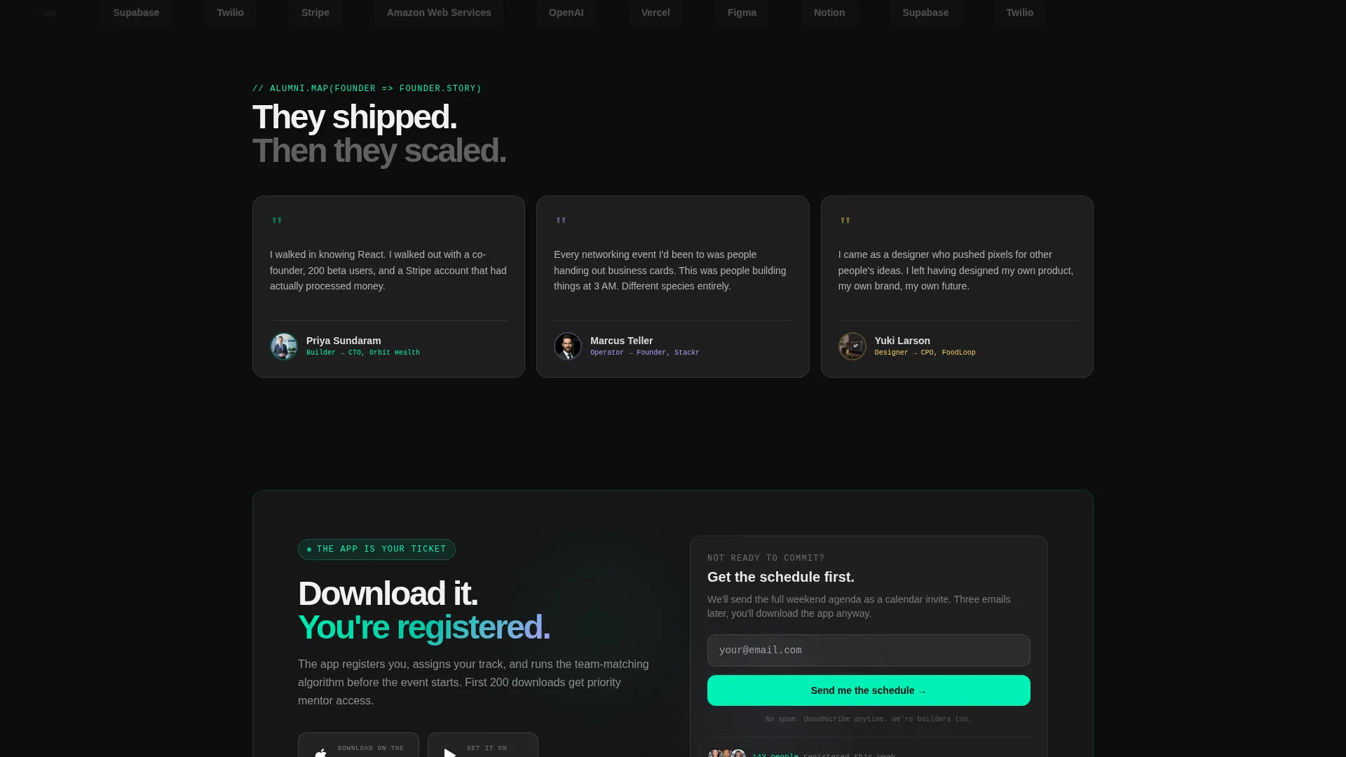 Startup Event Bento Grid Landing Page