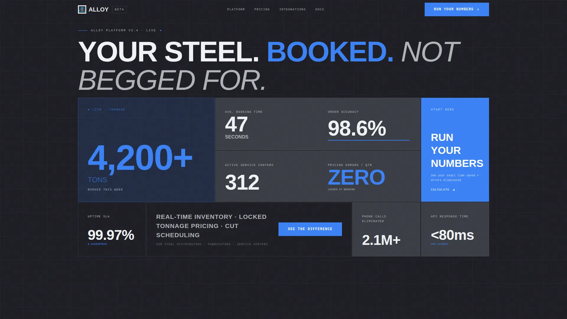 Steel Vertical SaaS Booking Website Template