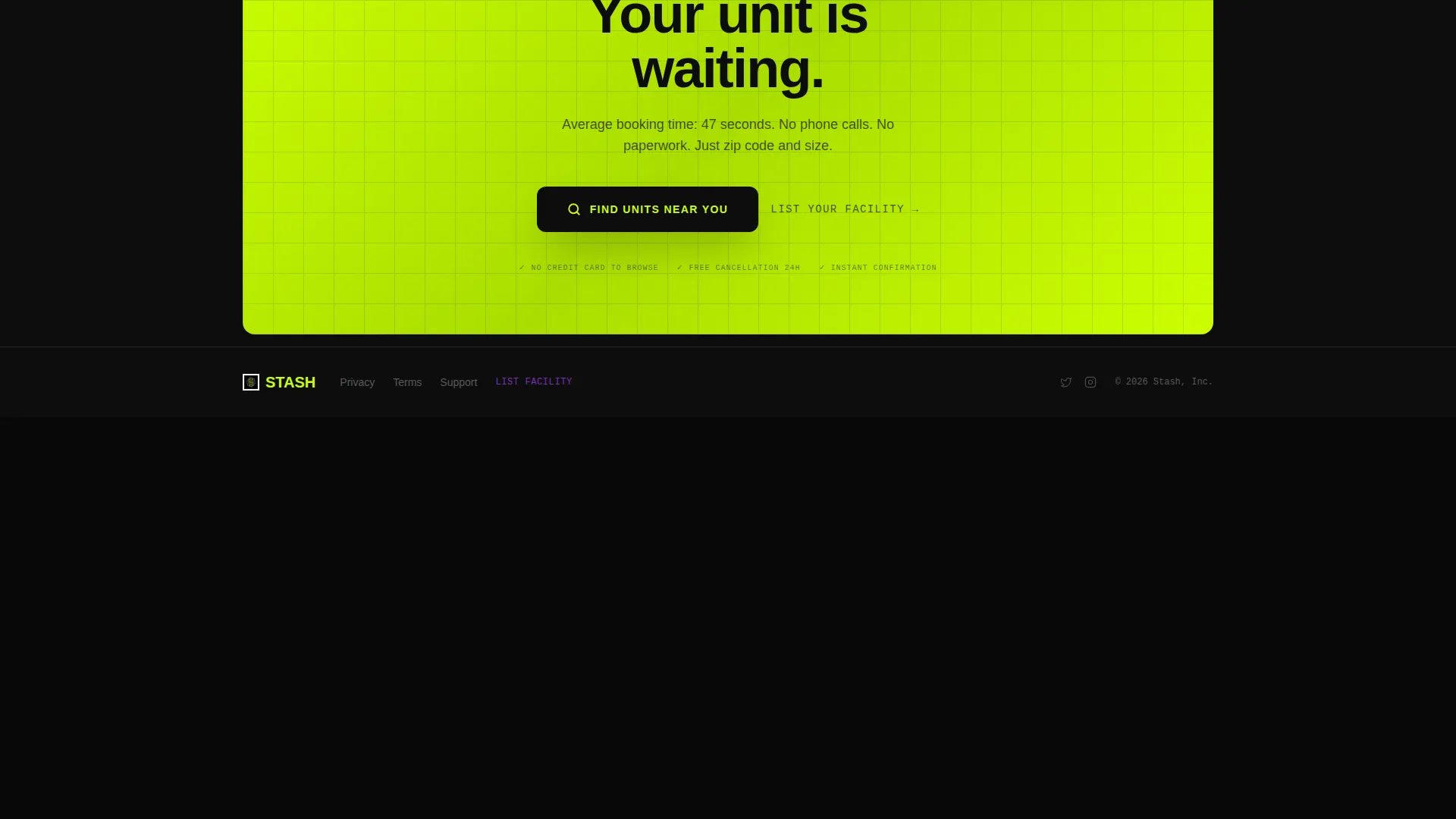 Dynamic Storage Booking Landing Page Template