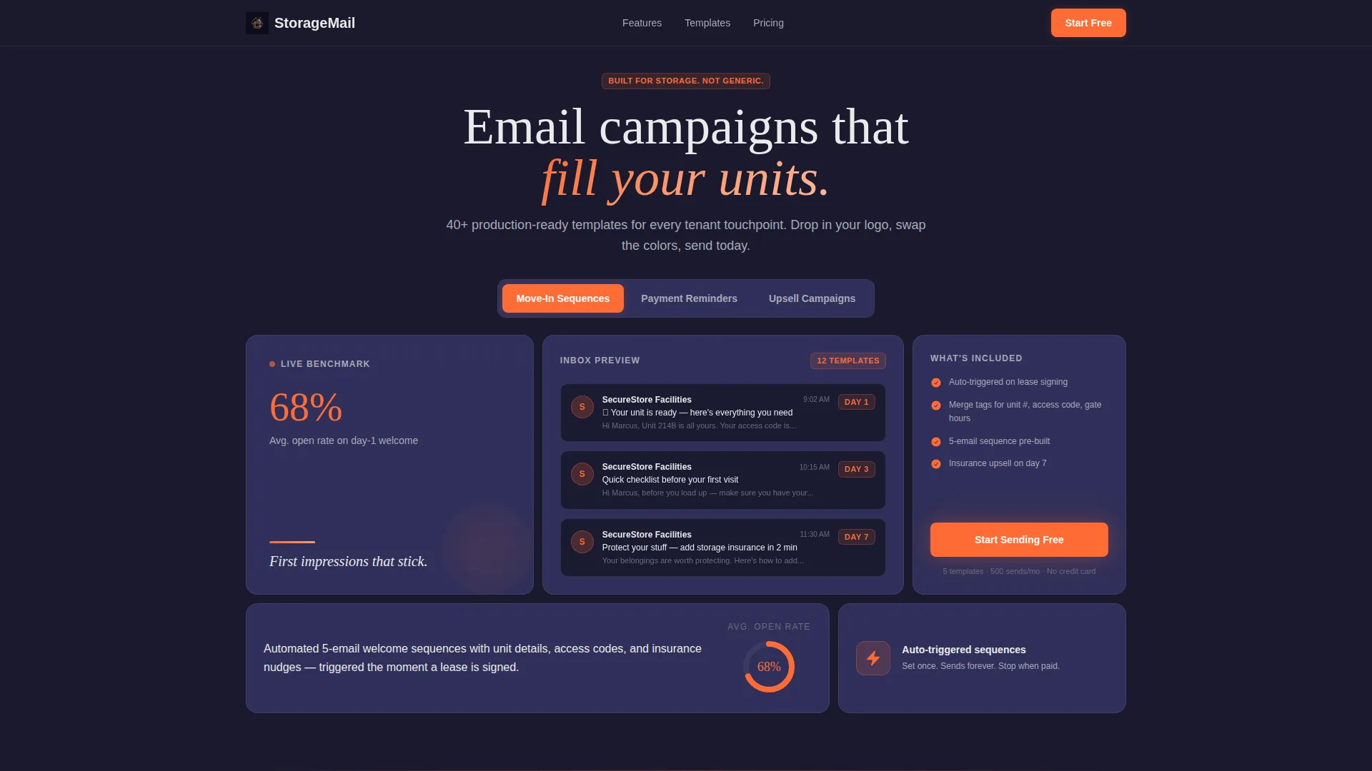 Email Landing Page Template for Self-Storage