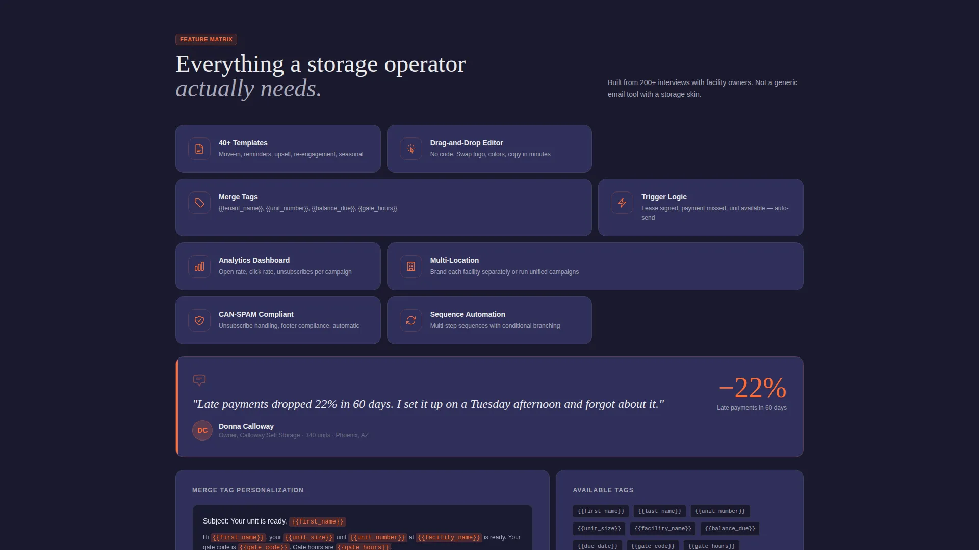 Email Landing Page Template for Self-Storage