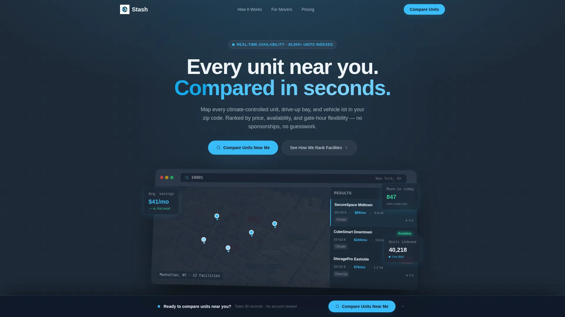 Storage Facility Directory Landing Page Template
