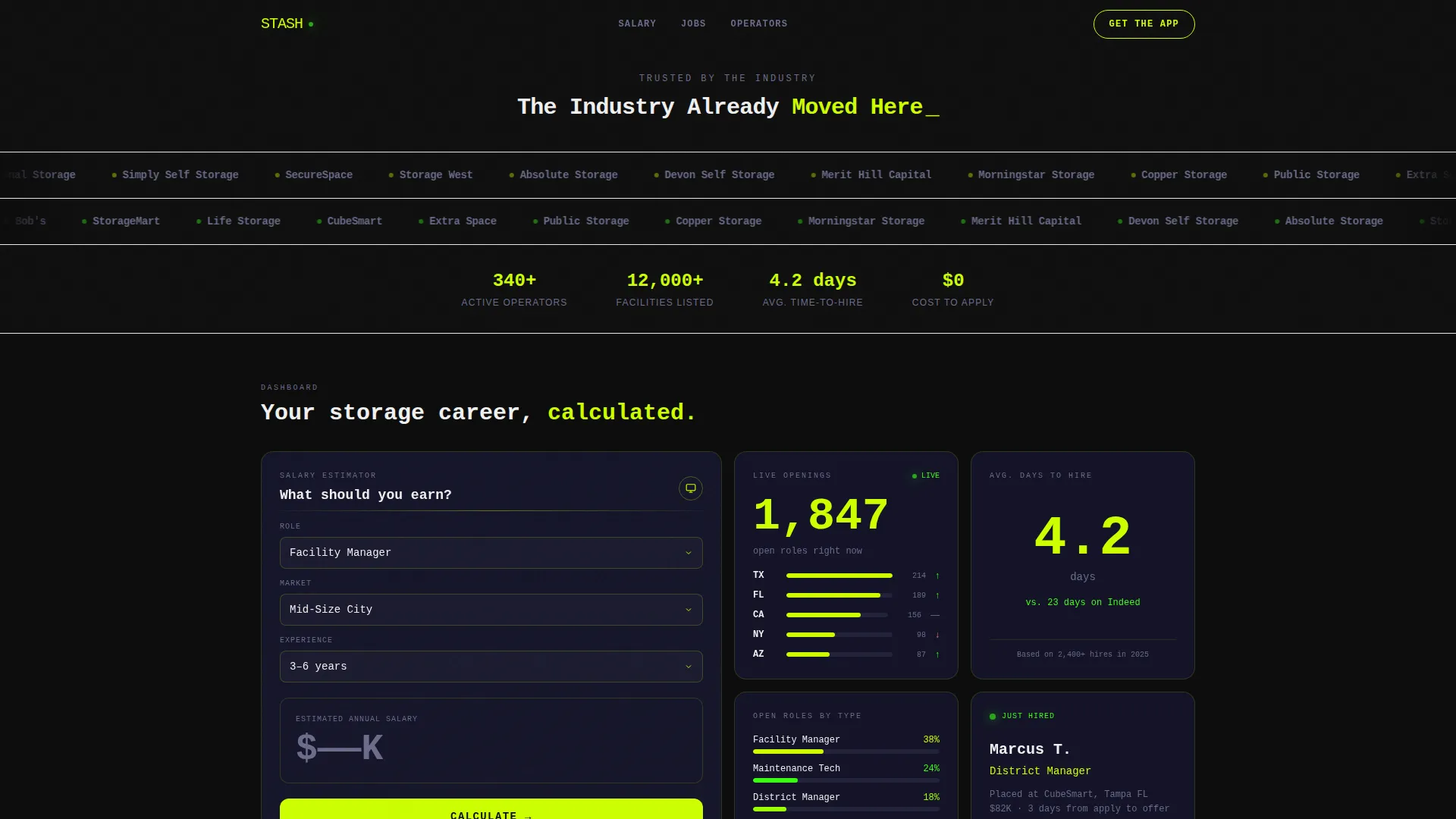 Self-Storage Job Board Bento Grid Landing Page Template
