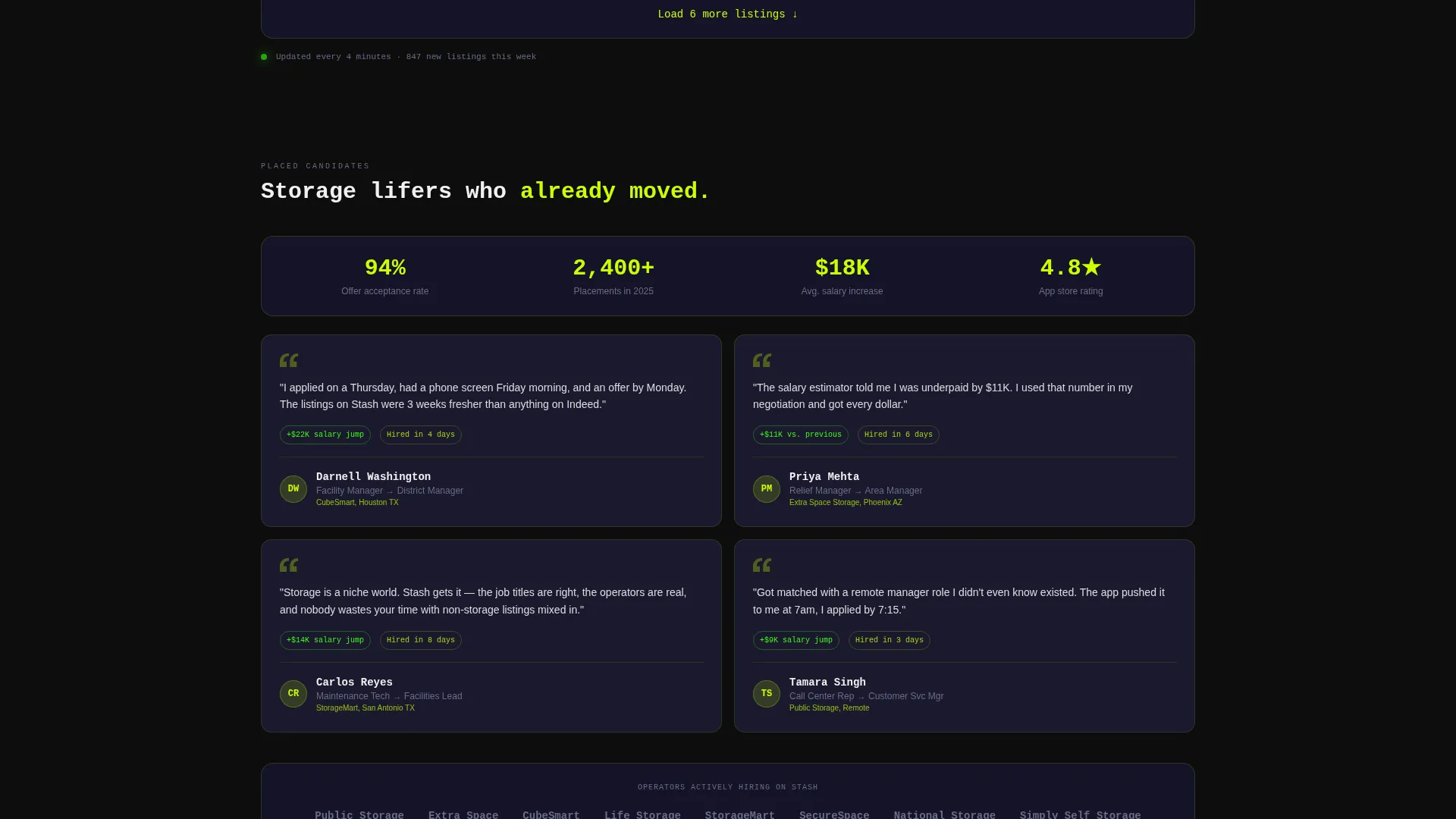 Self-Storage Job Board Bento Grid Landing Page Template
