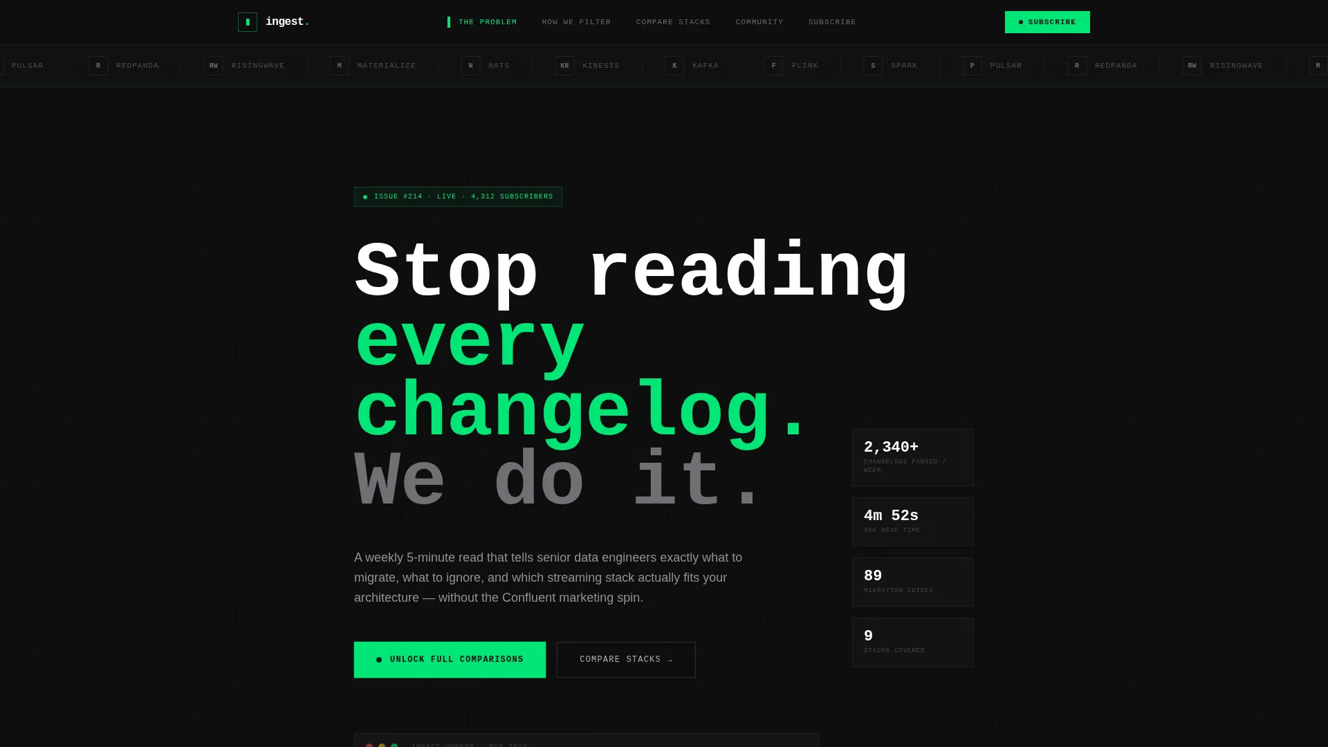 Stream Processing Newsletter Landing Page Template