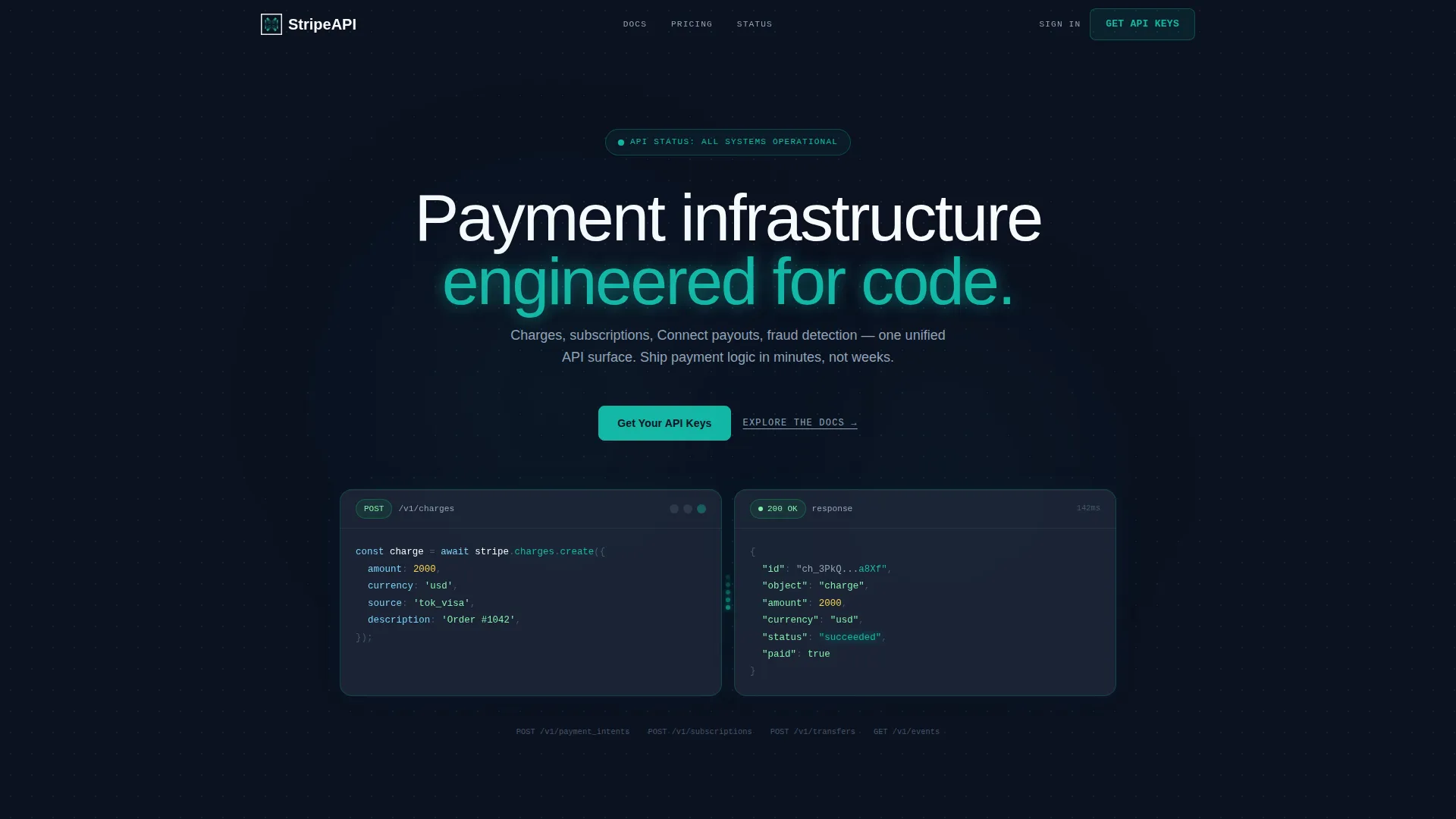 Stripe Documentation Professional Website Template