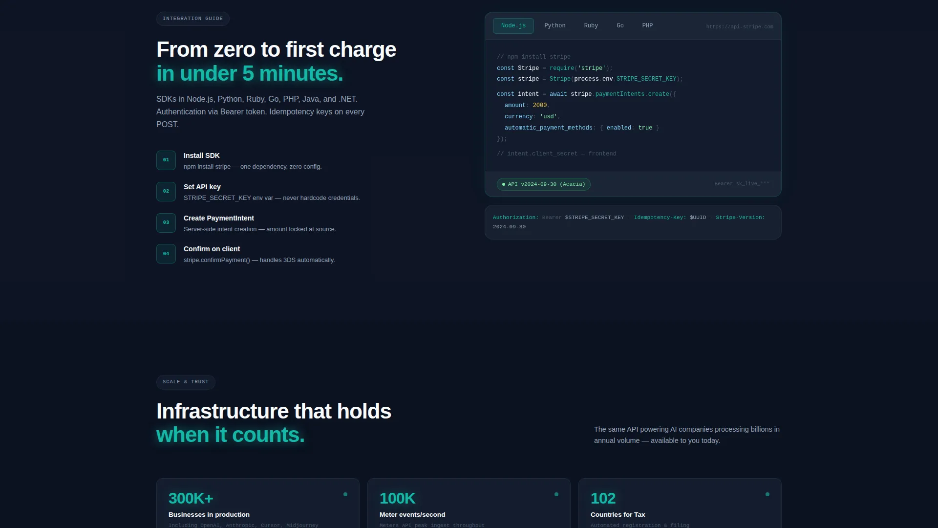 Stripe Documentation Professional Website Template