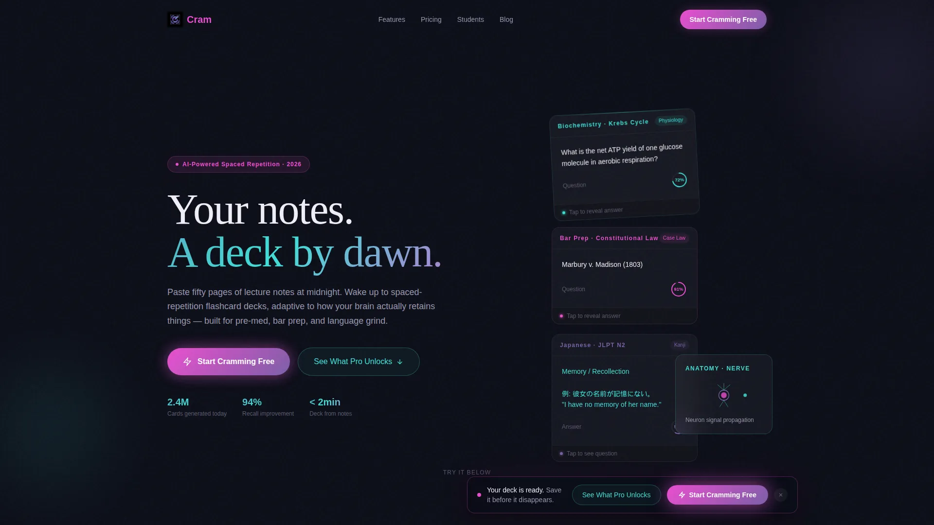 Study Tool Landing Page Template