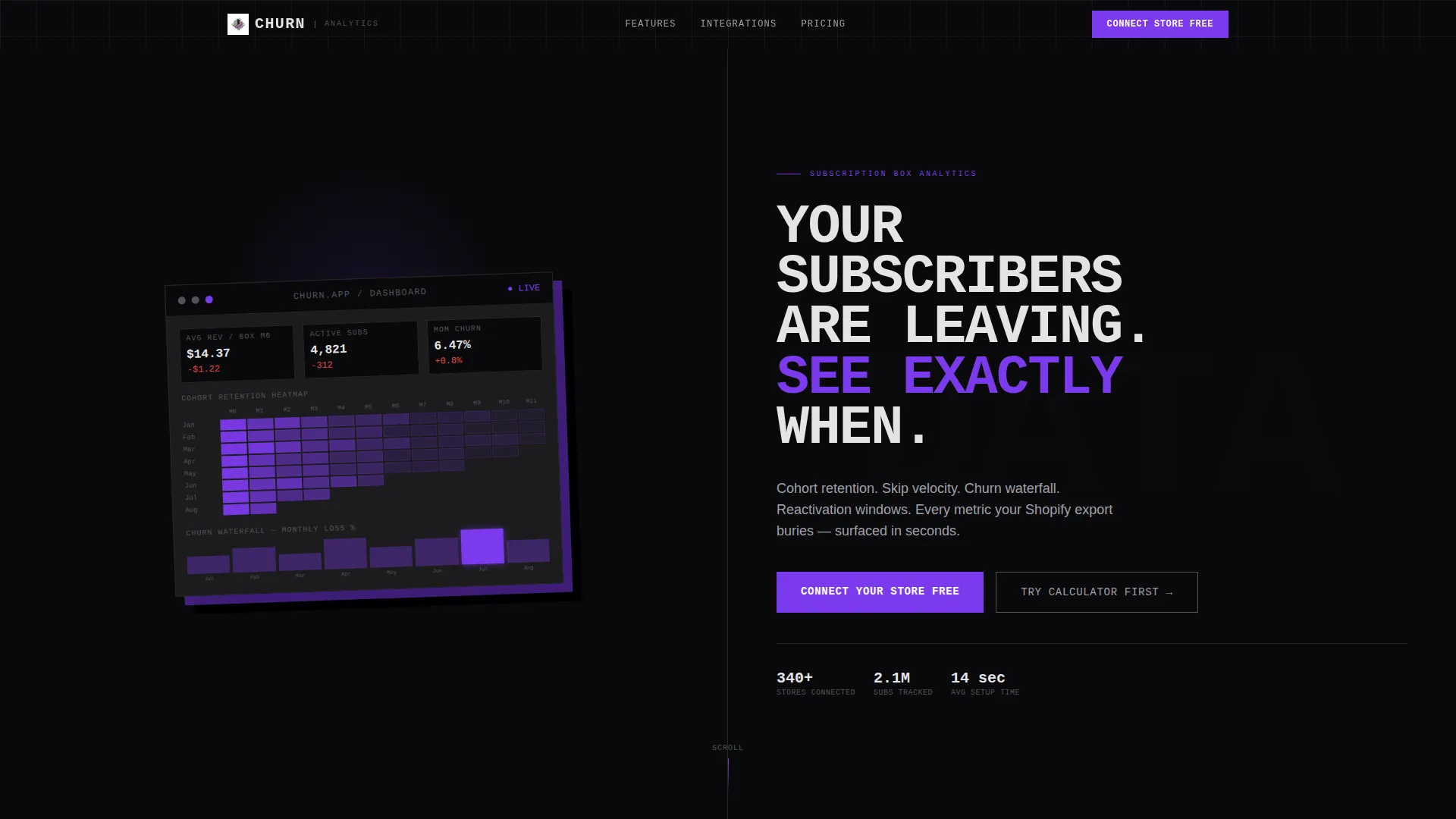 Box Churn Analytics Landing Page Template