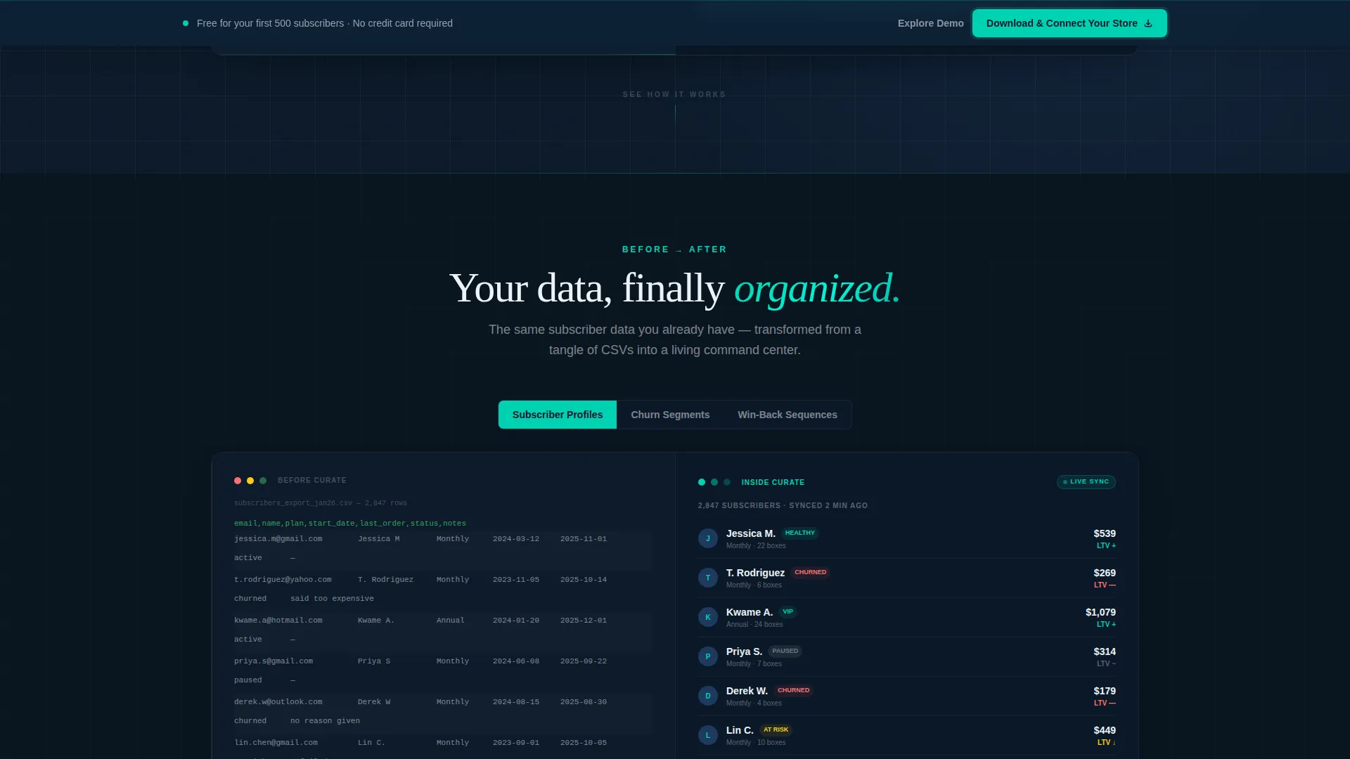 Subscription Box CRM Landing Page Template