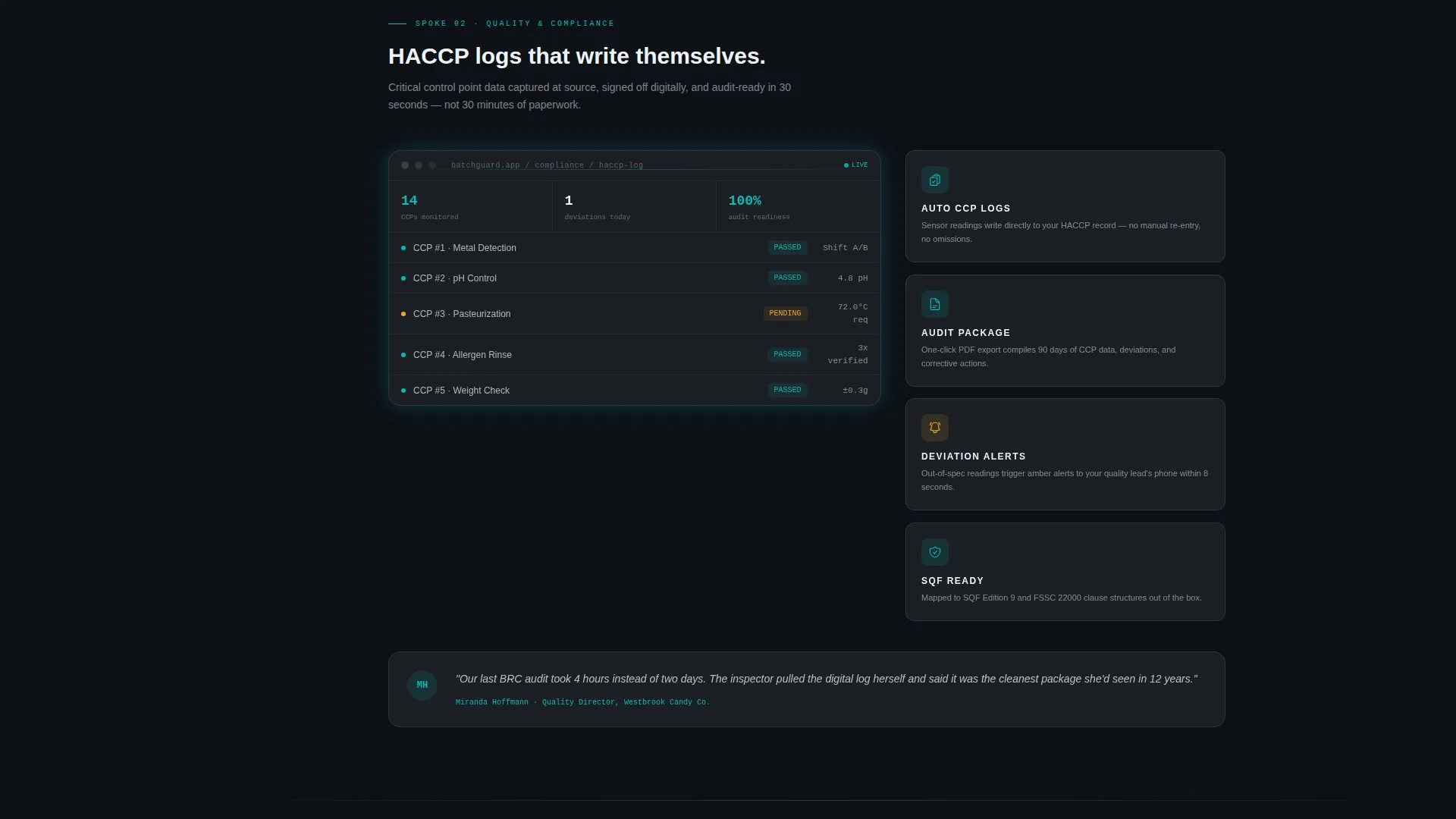 Confectionery Batch Tracking SaaS Landing Page Template