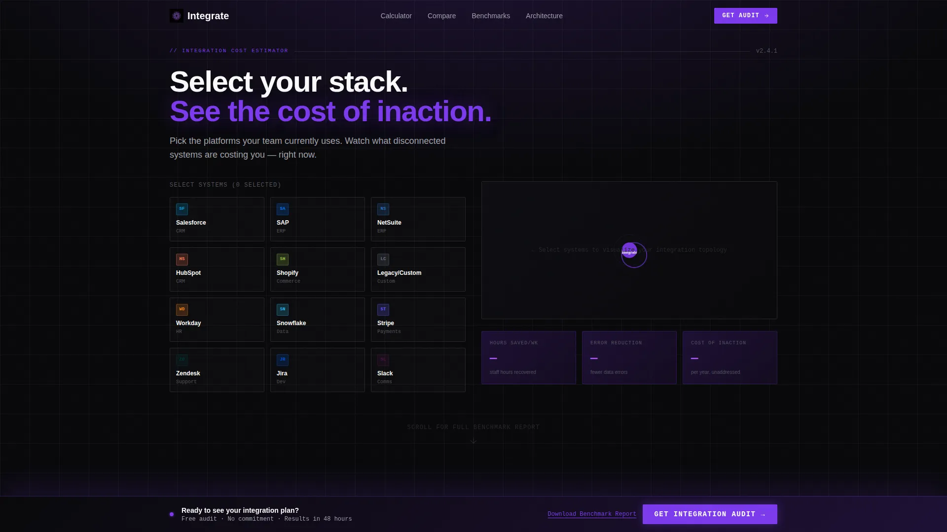 System Integration Comparison Table Landing Page
