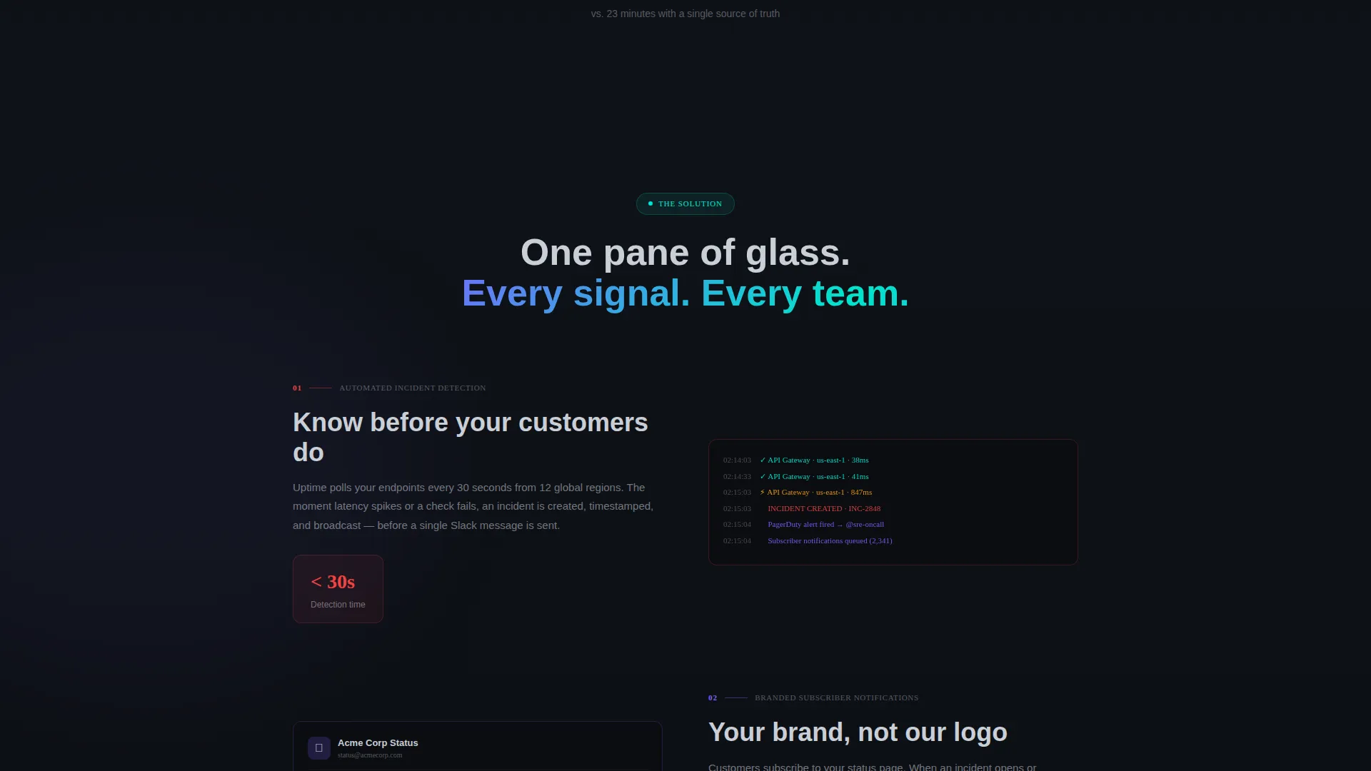 Status Page Landing Page Template for Engineering Teams