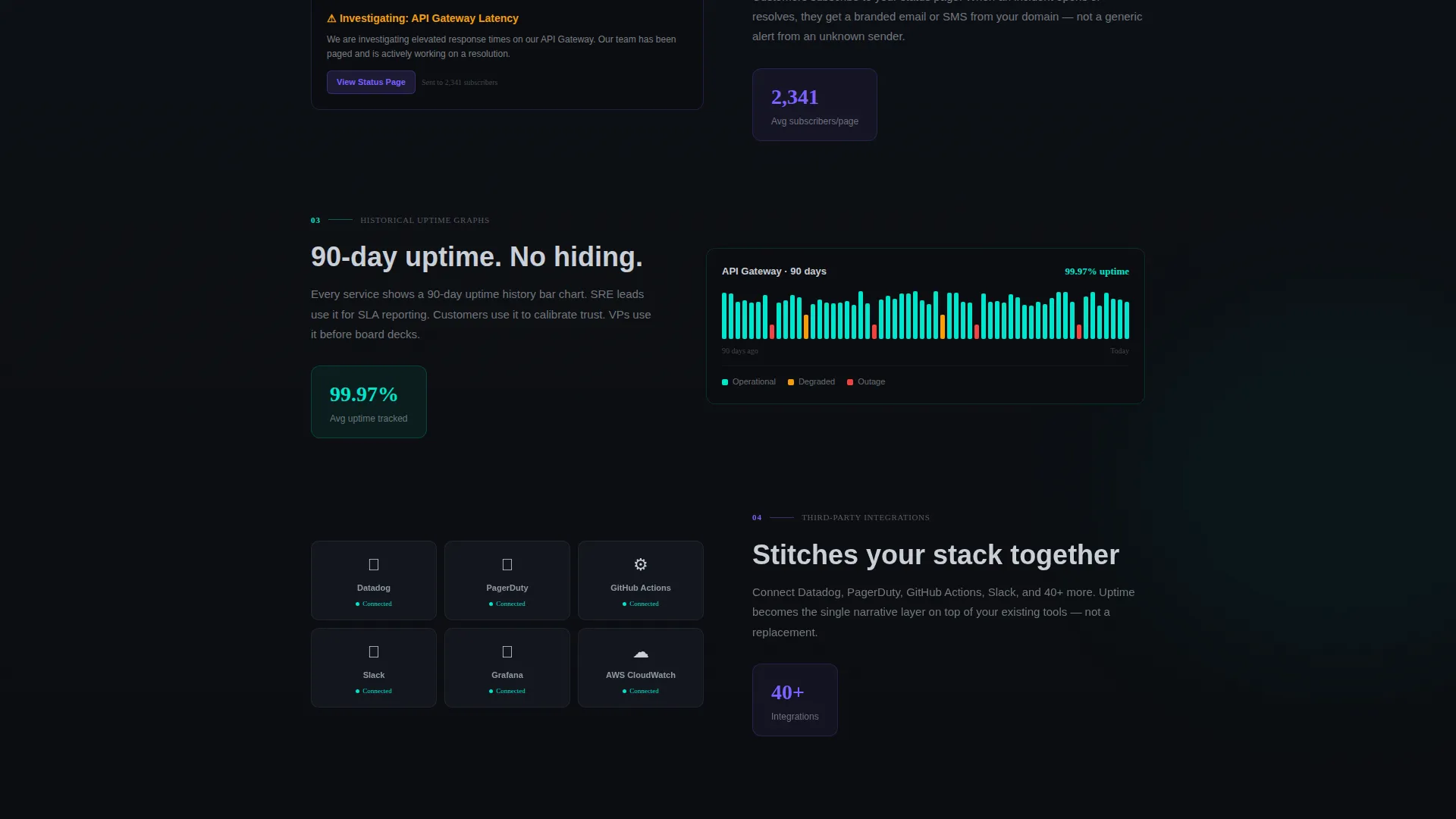 Status Page Landing Page Template for Engineering Teams