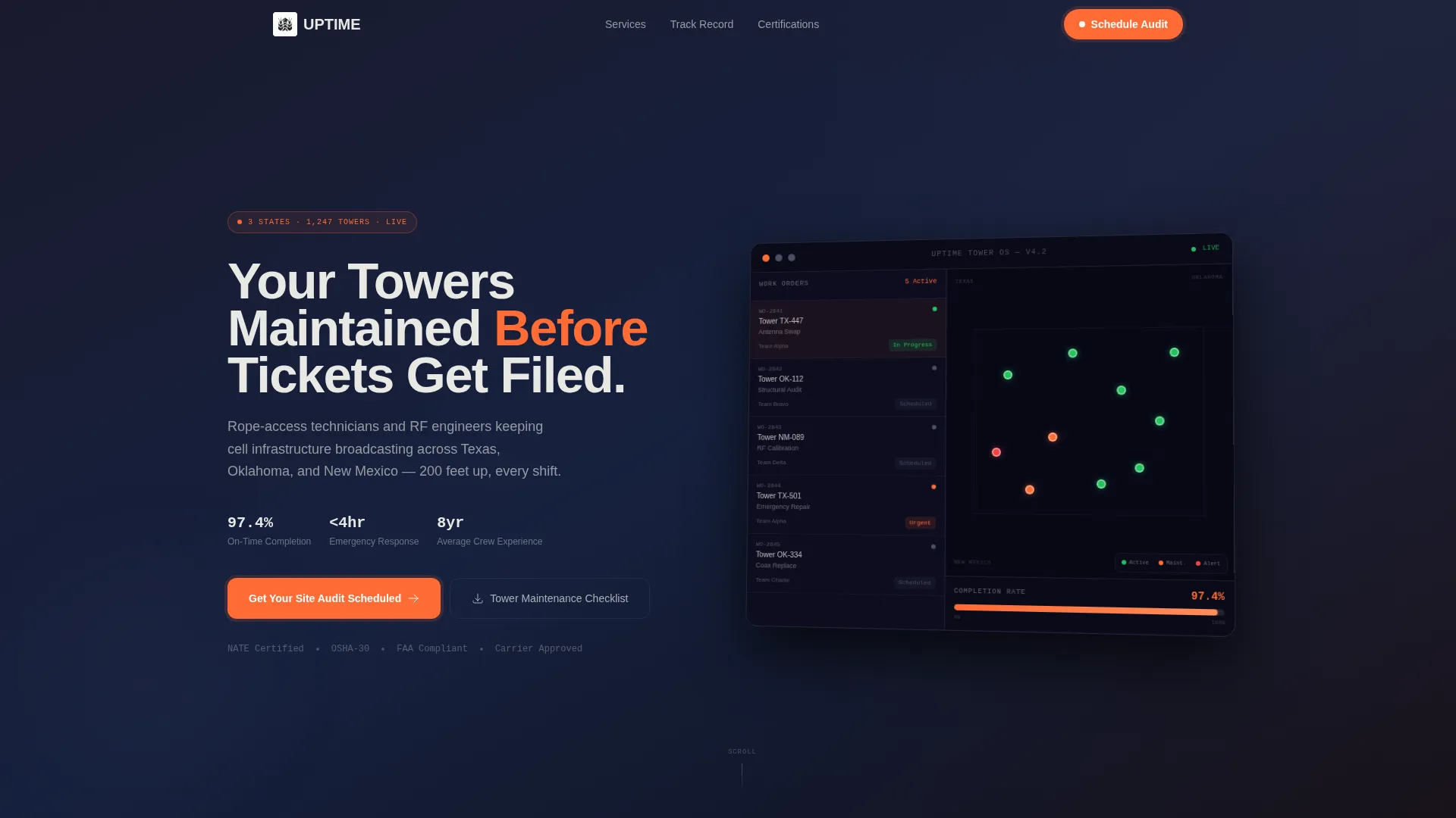Telecom Tower Maintenance Landing Page Template