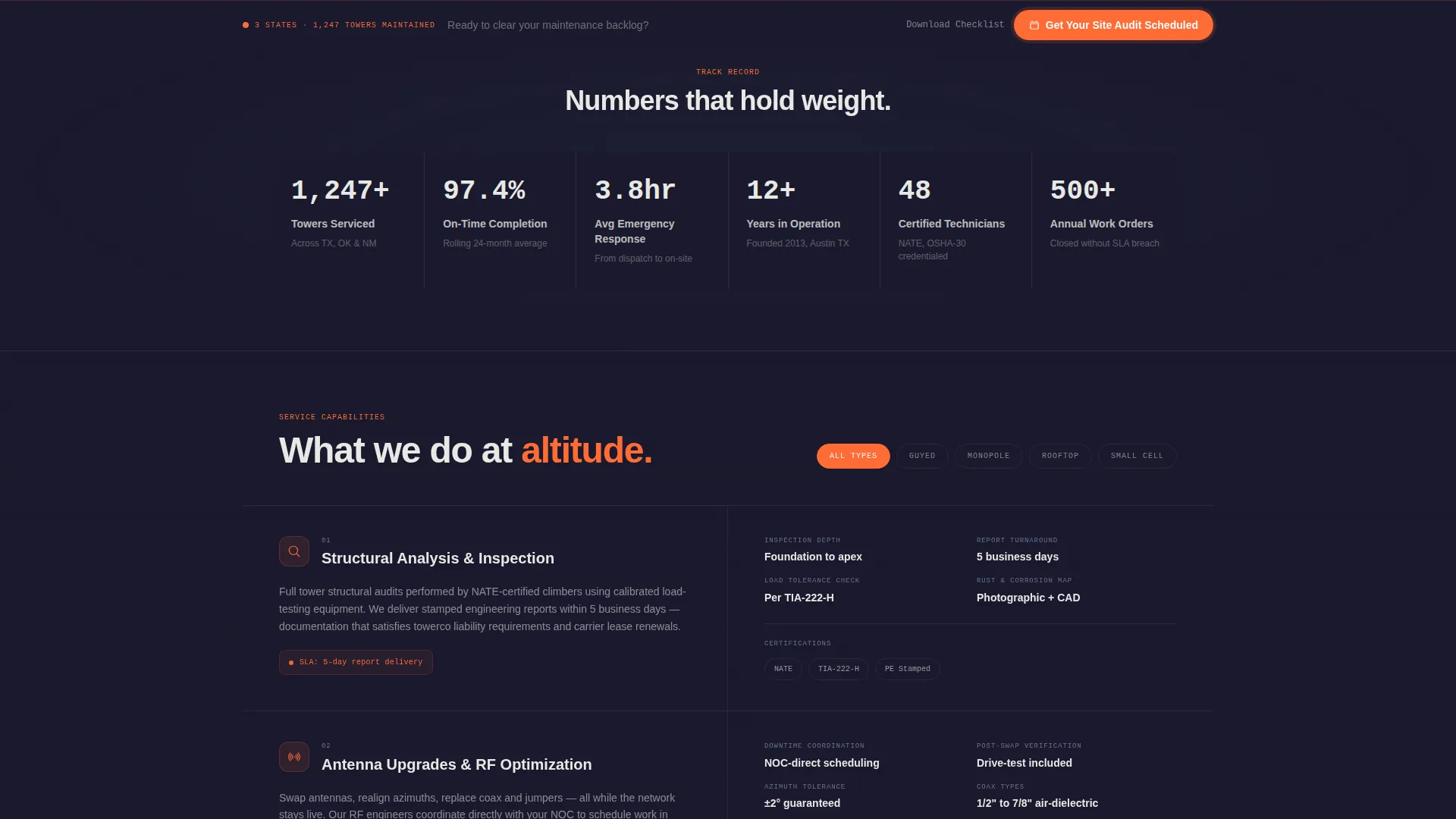 Telecom Tower Maintenance Landing Page Template