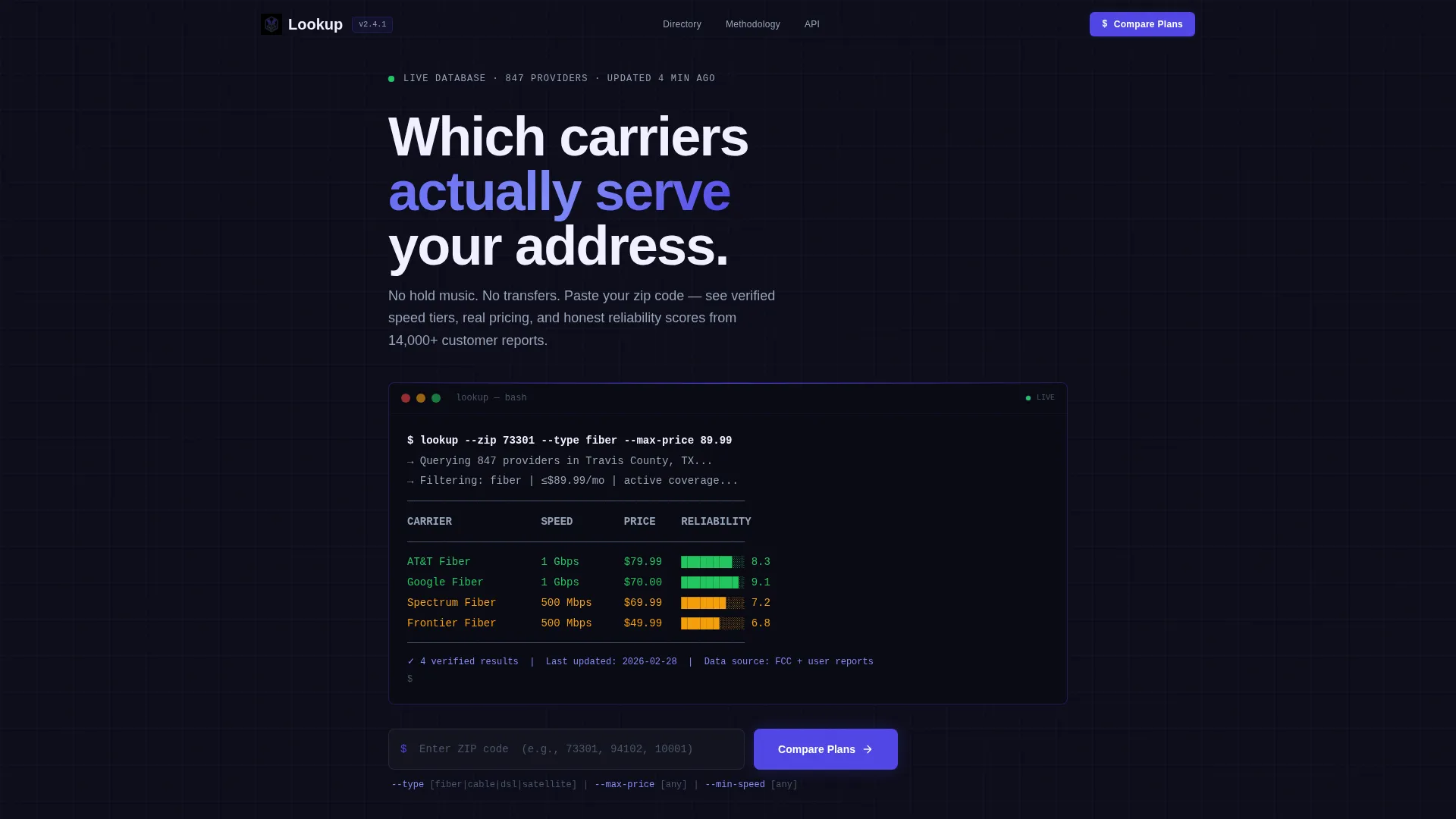 Telecom Directory Comparison Table Landing Page