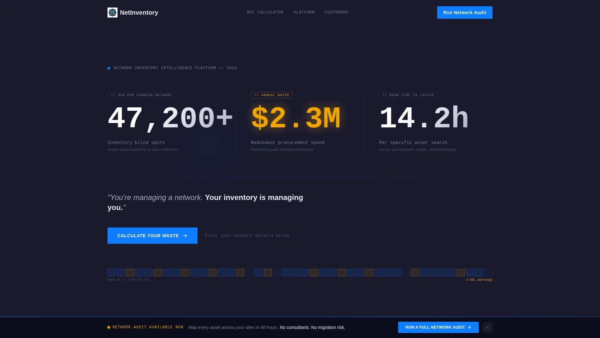 Telecom Inventory Management Landing Page