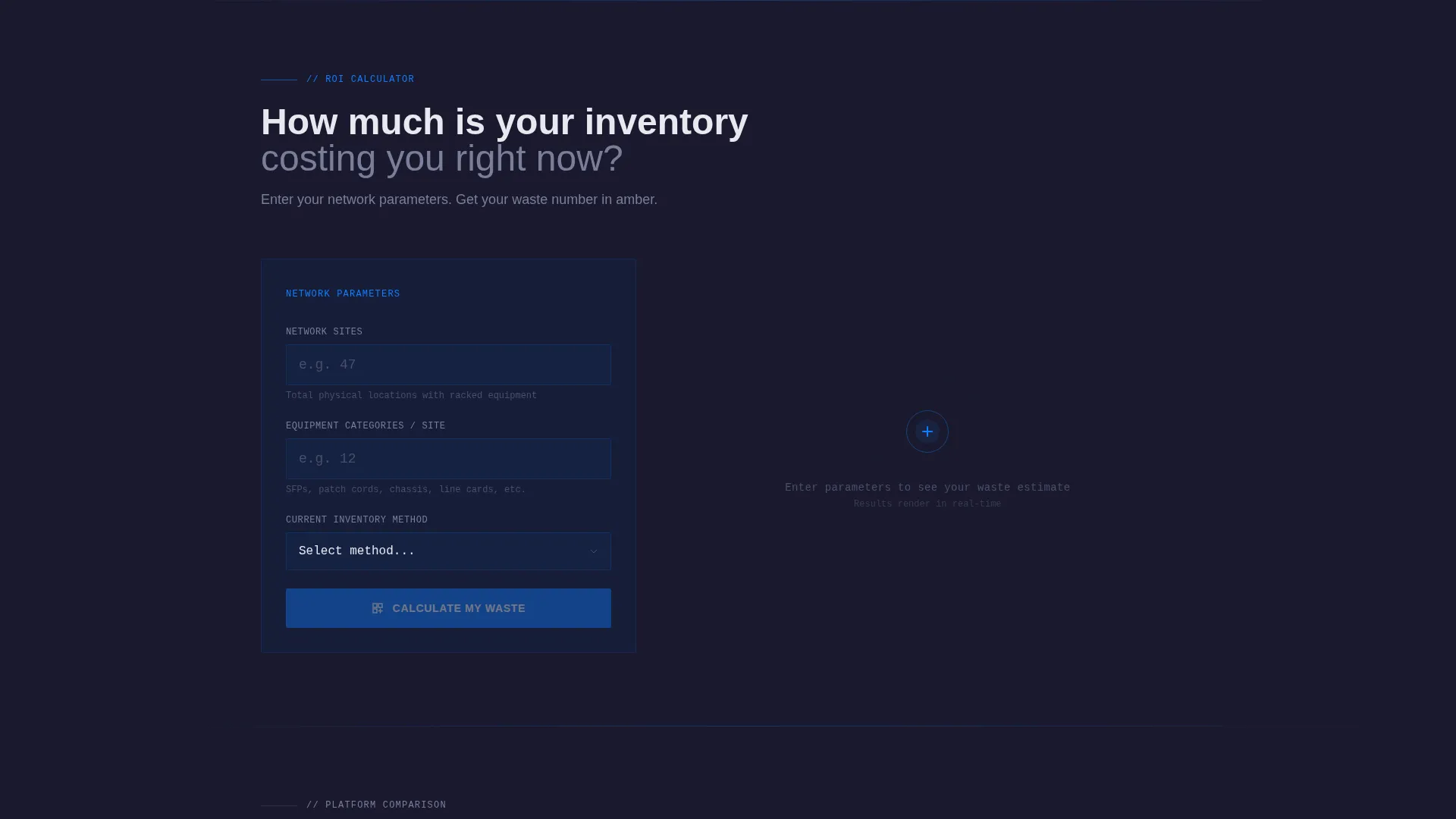 Telecom Inventory Management Landing Page