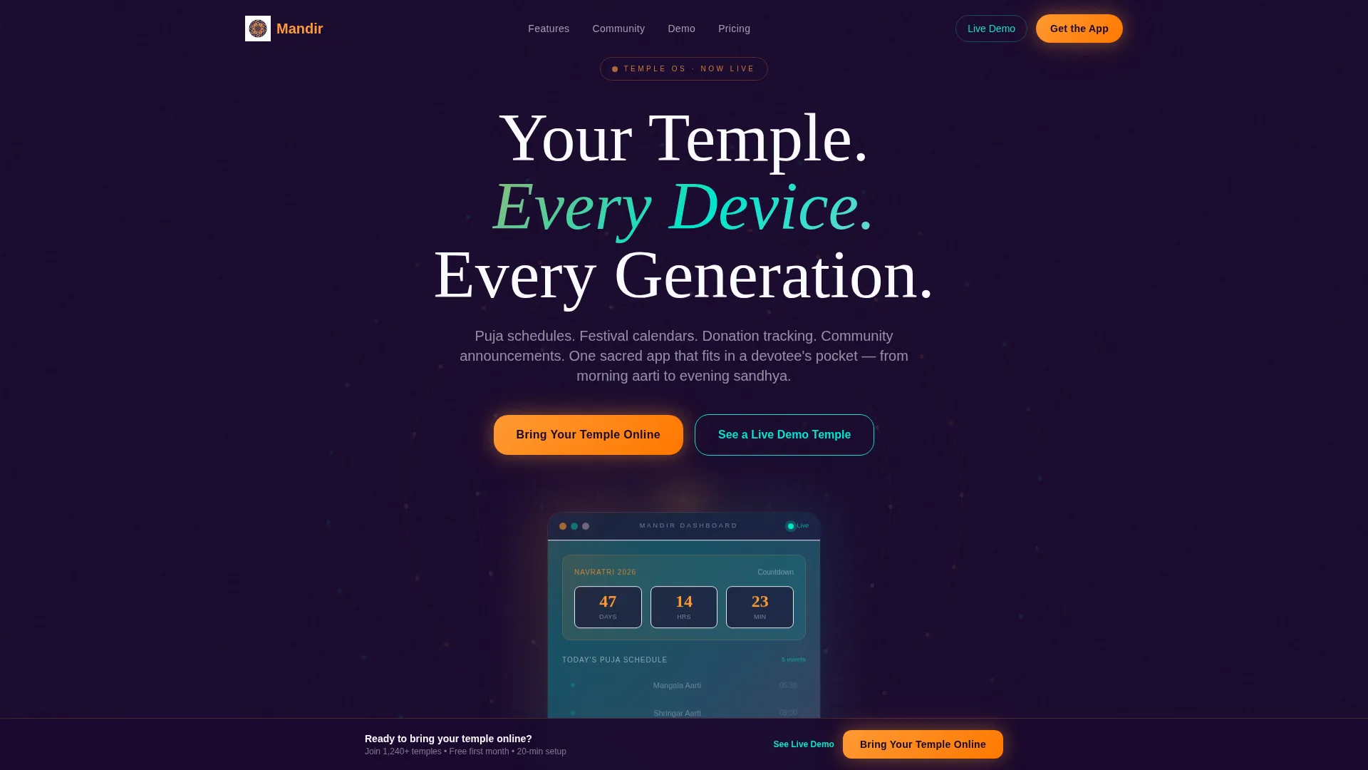 Sacred Community App Landing Page Template