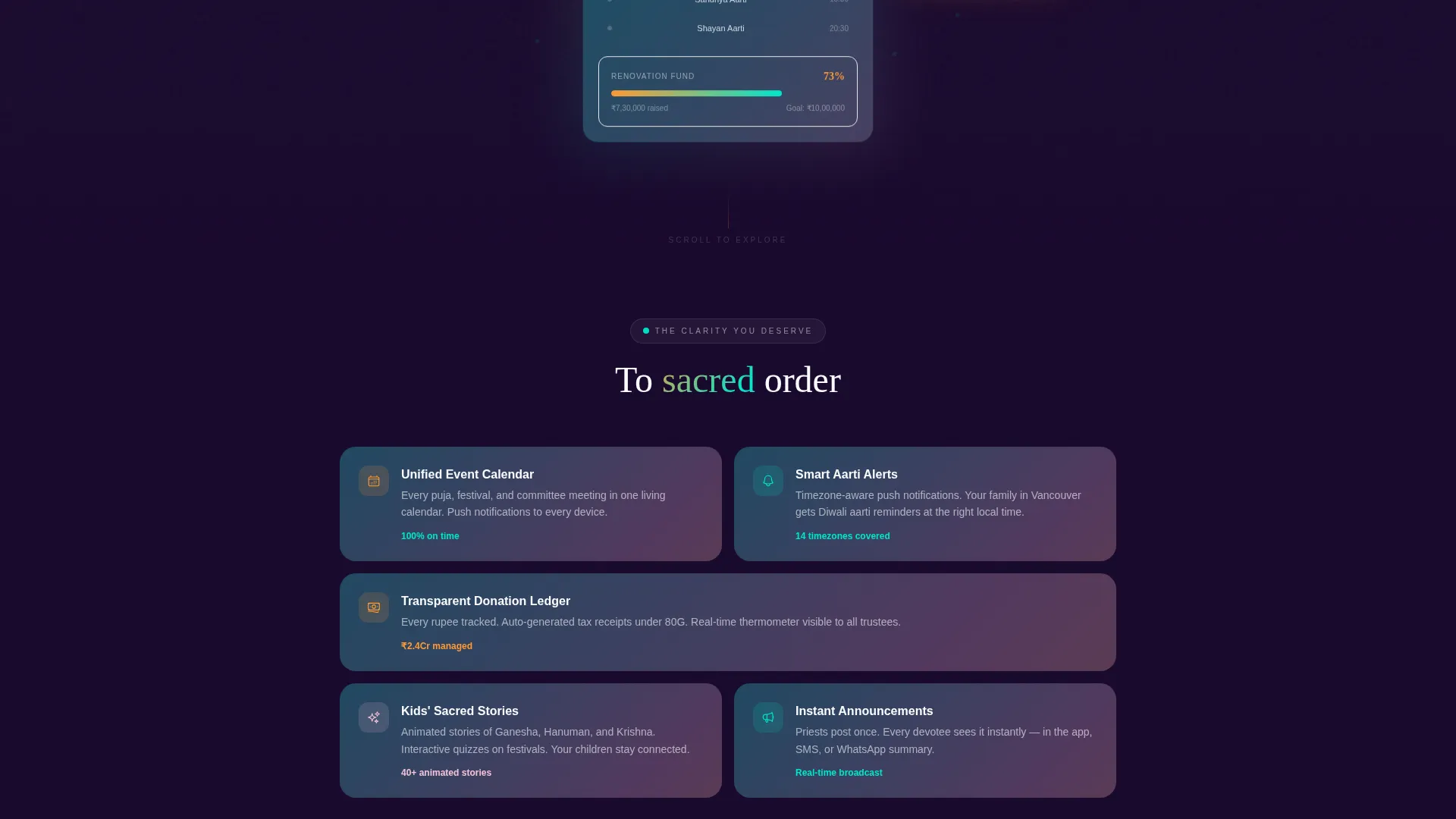 Sacred Community App Landing Page Template