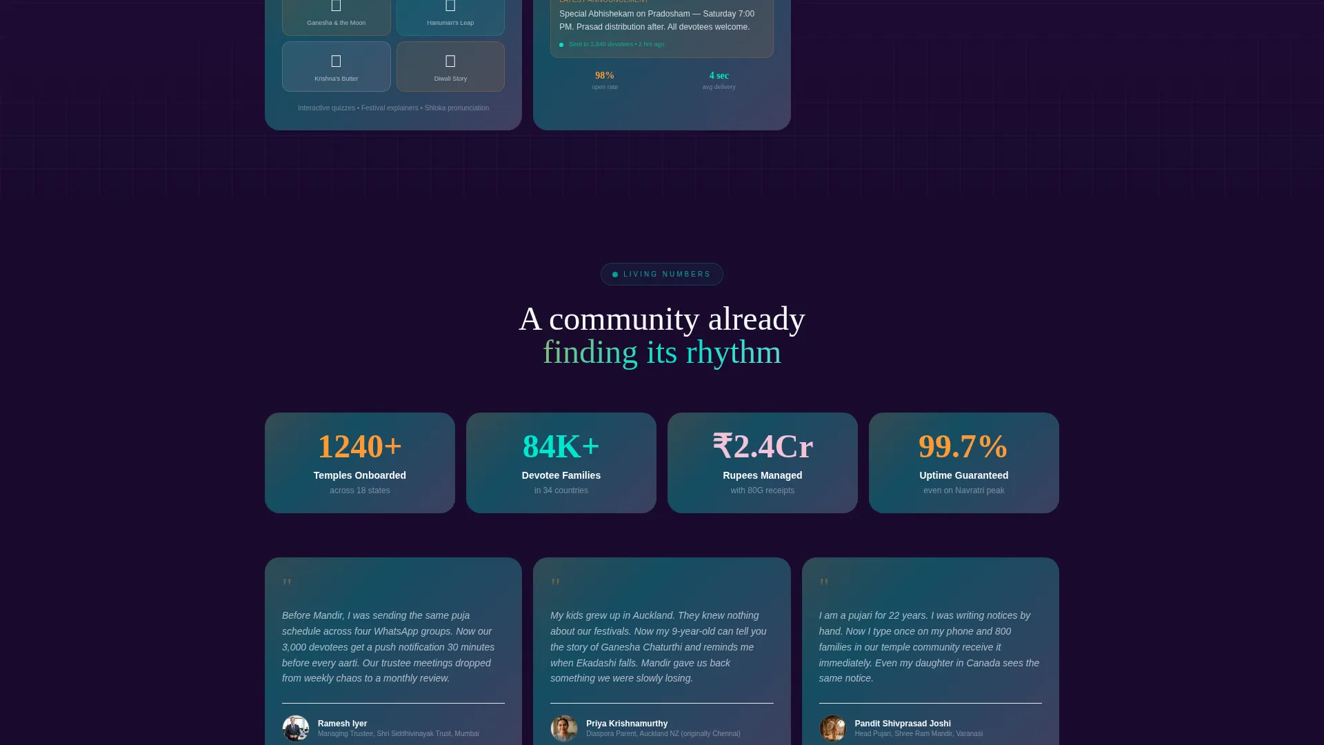 Sacred Community App Landing Page Template