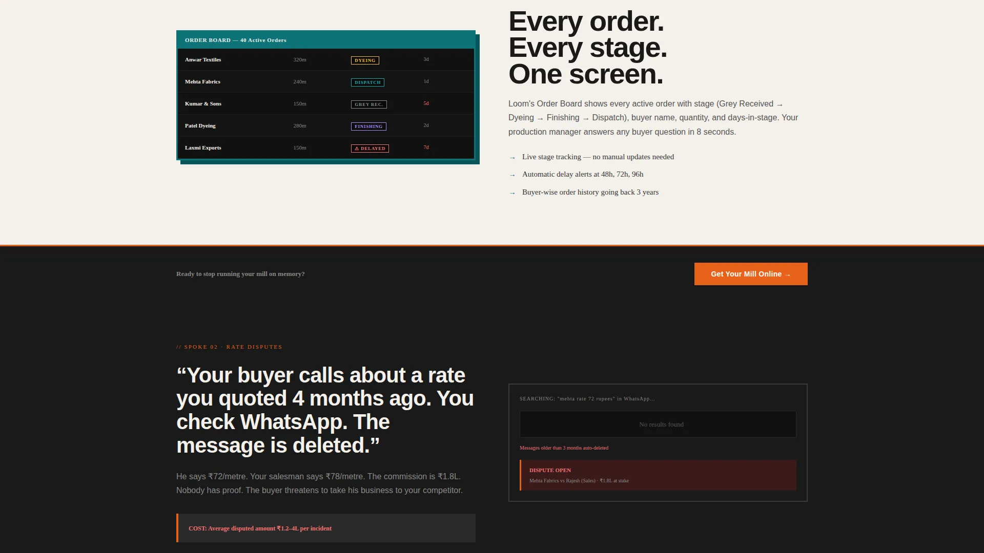 Millcrm Landing Page Template for Textile Mill CRM