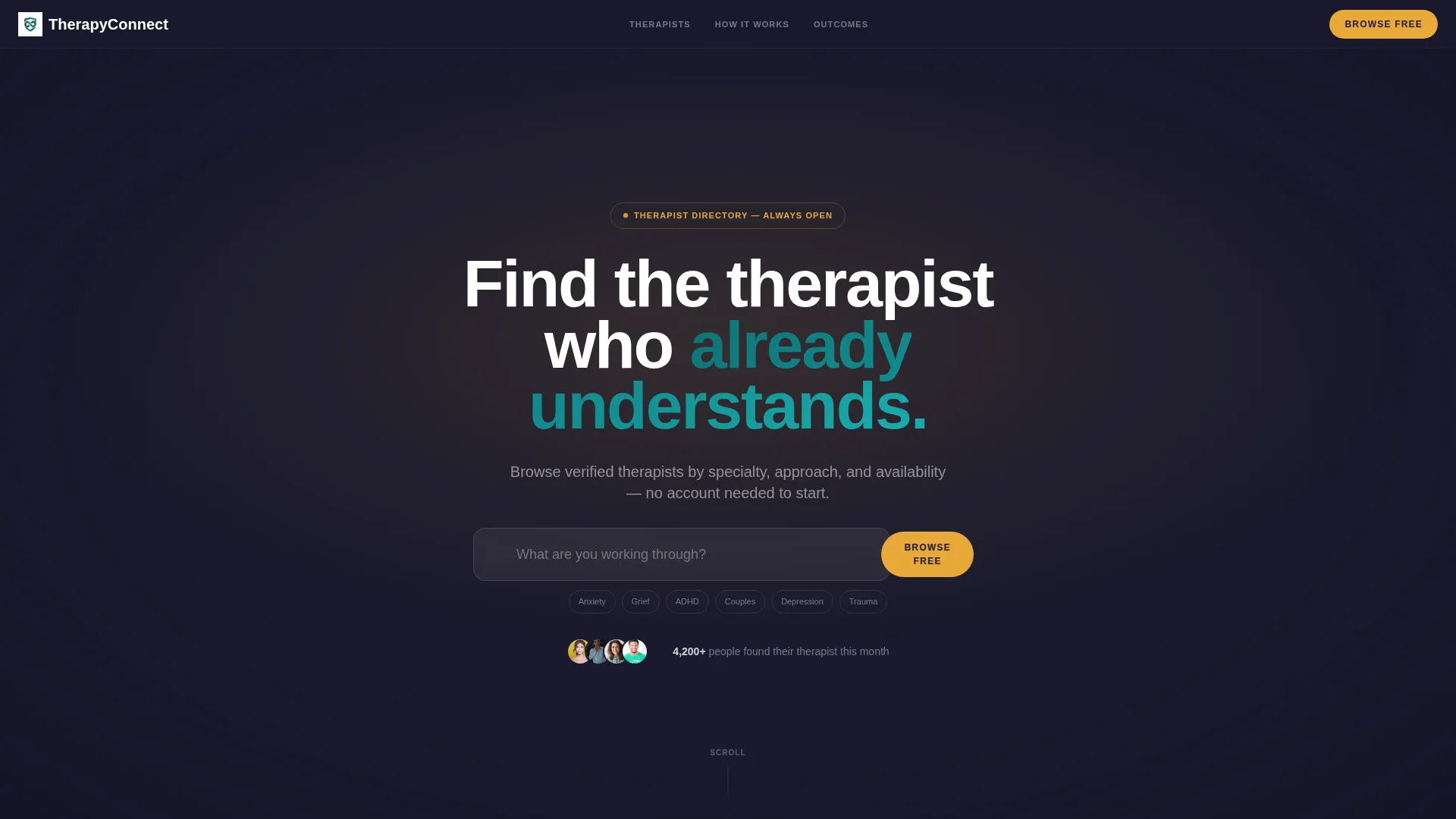 Calming Therapist Directory Landing Page Template