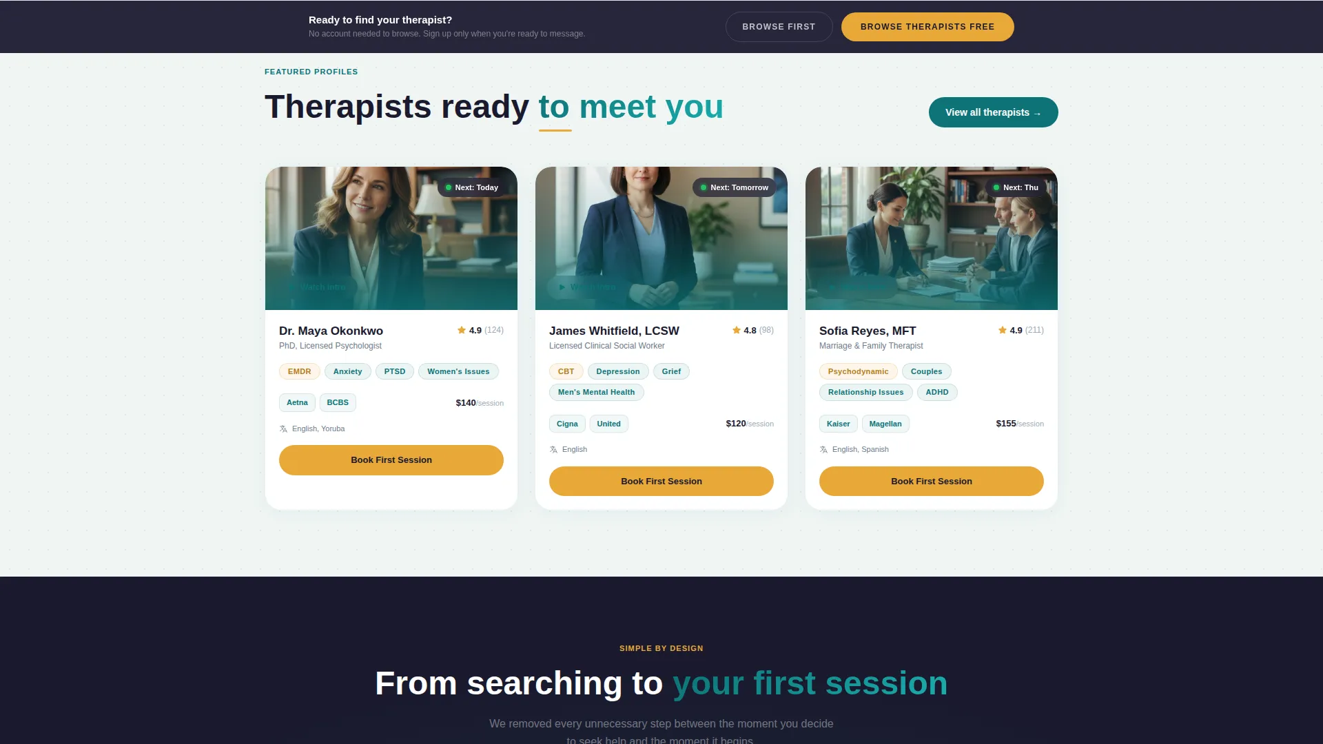 Calming Therapist Directory Landing Page Template