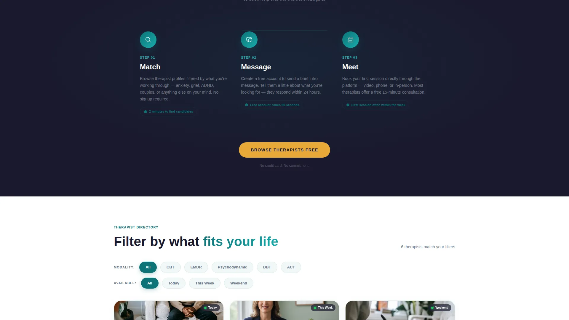 Calming Therapist Directory Landing Page Template