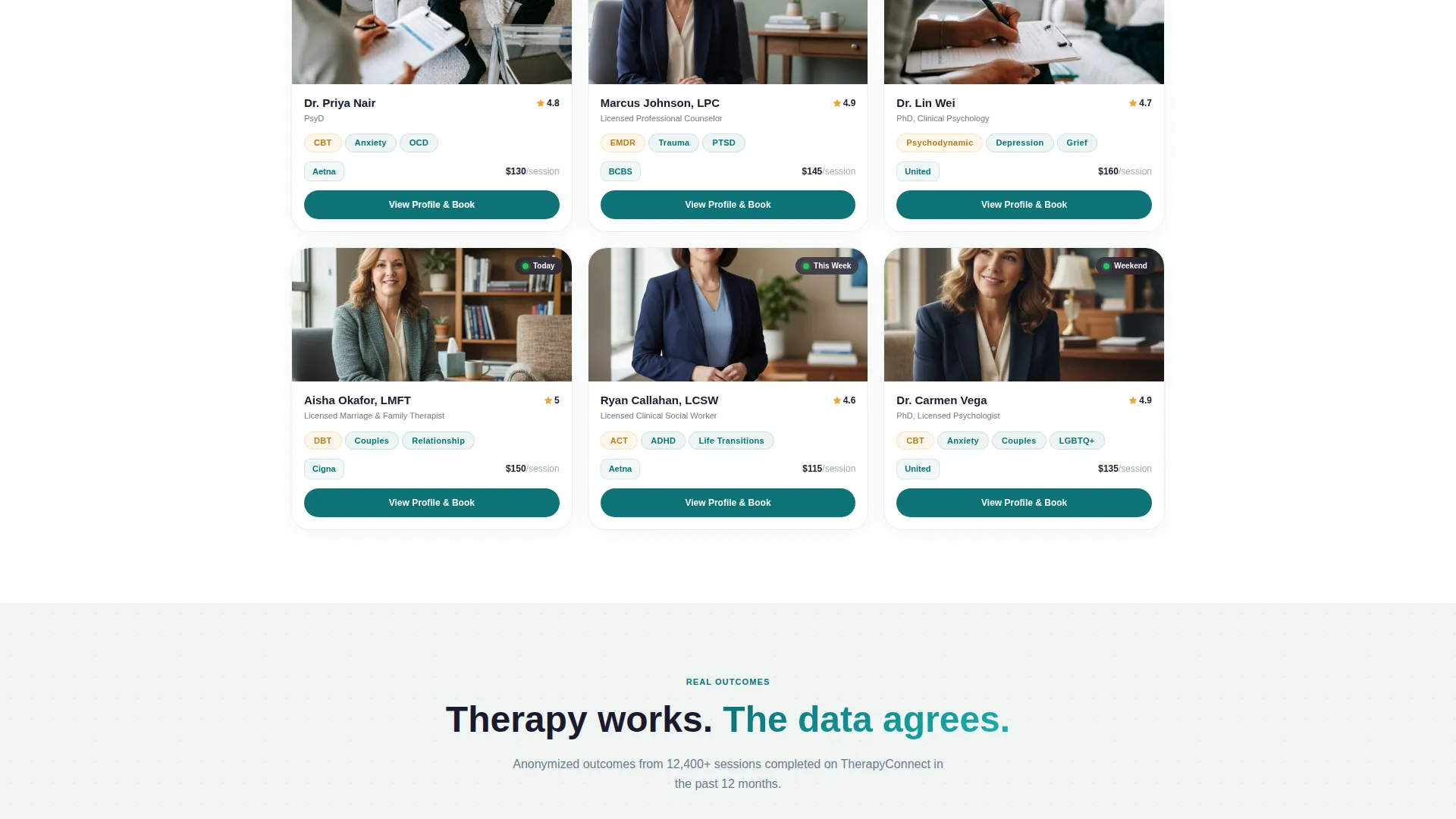 Calming Therapist Directory Landing Page Template