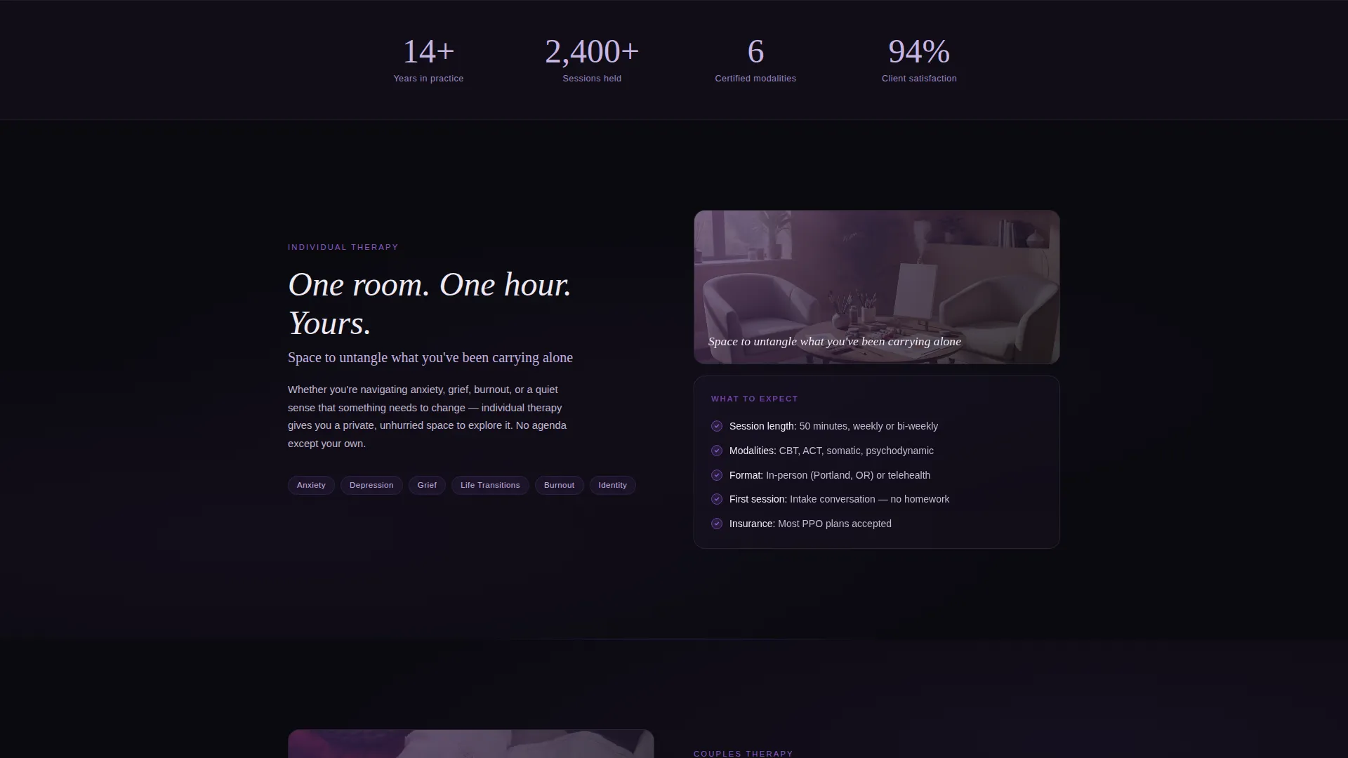 Calming Therapy Practice Landing Page Template