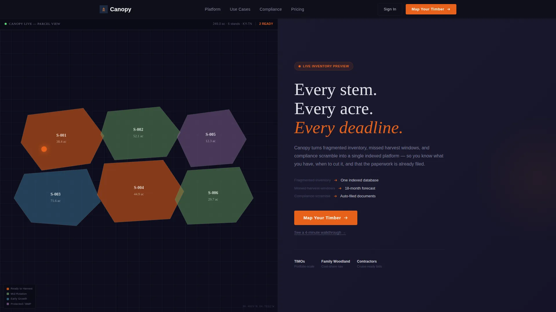 Timber & Forestry Management Software Landing Page