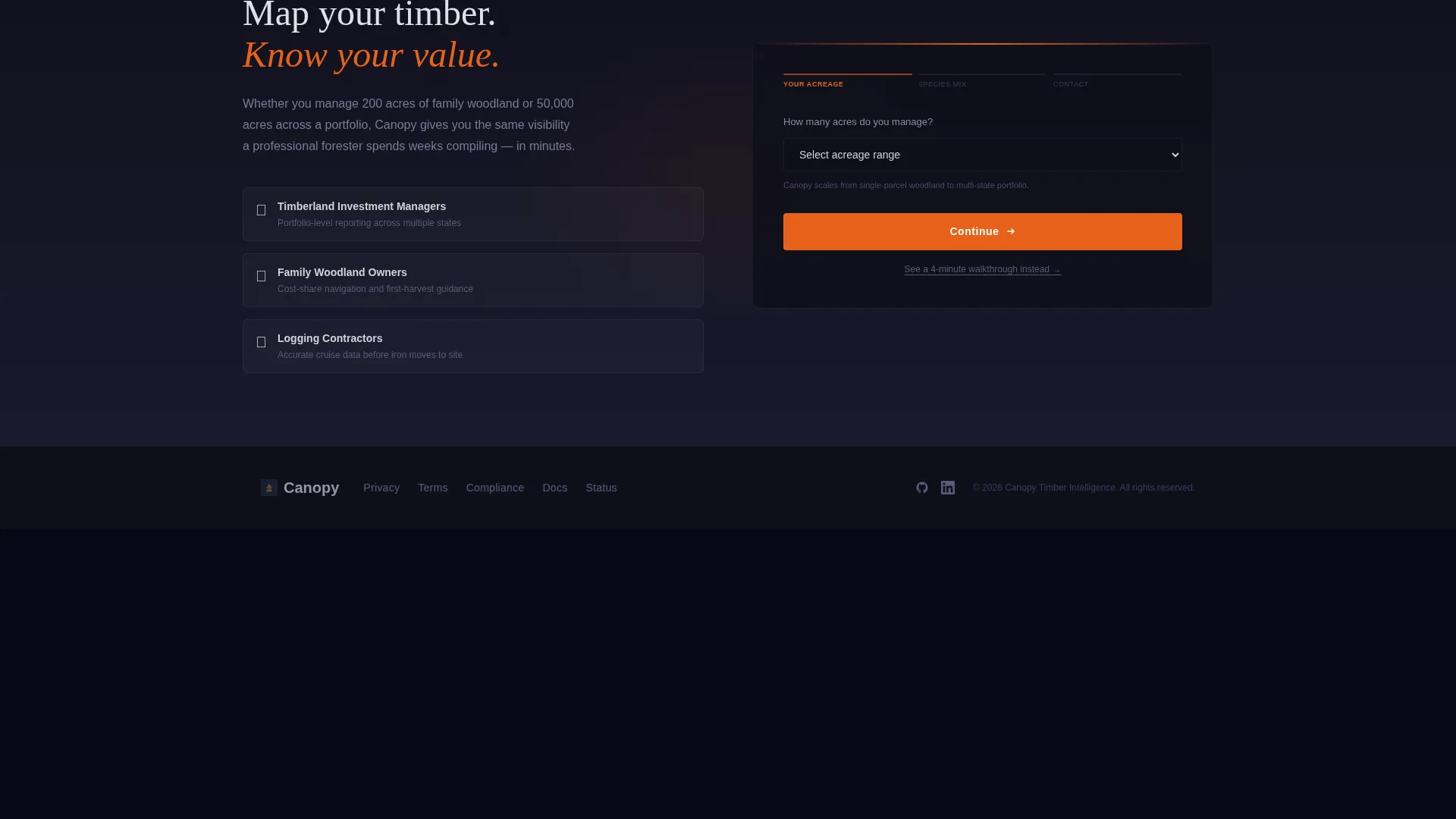 Timber & Forestry Management Software Landing Page