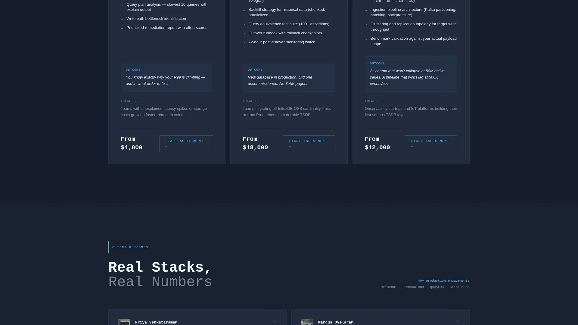 Time Series Database Consulting Landing Page