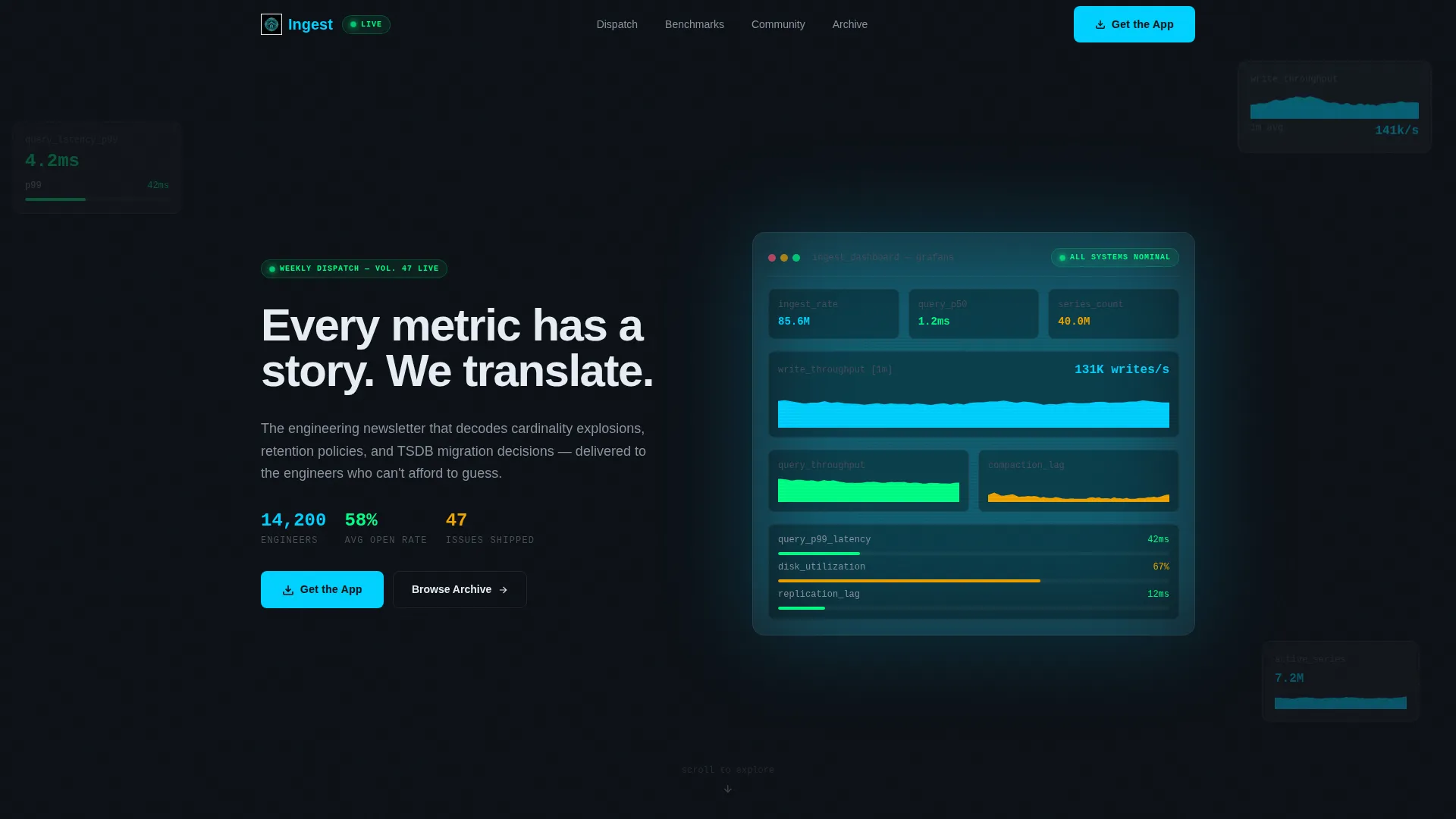 Time Series Database Newsletter Landing Page Template