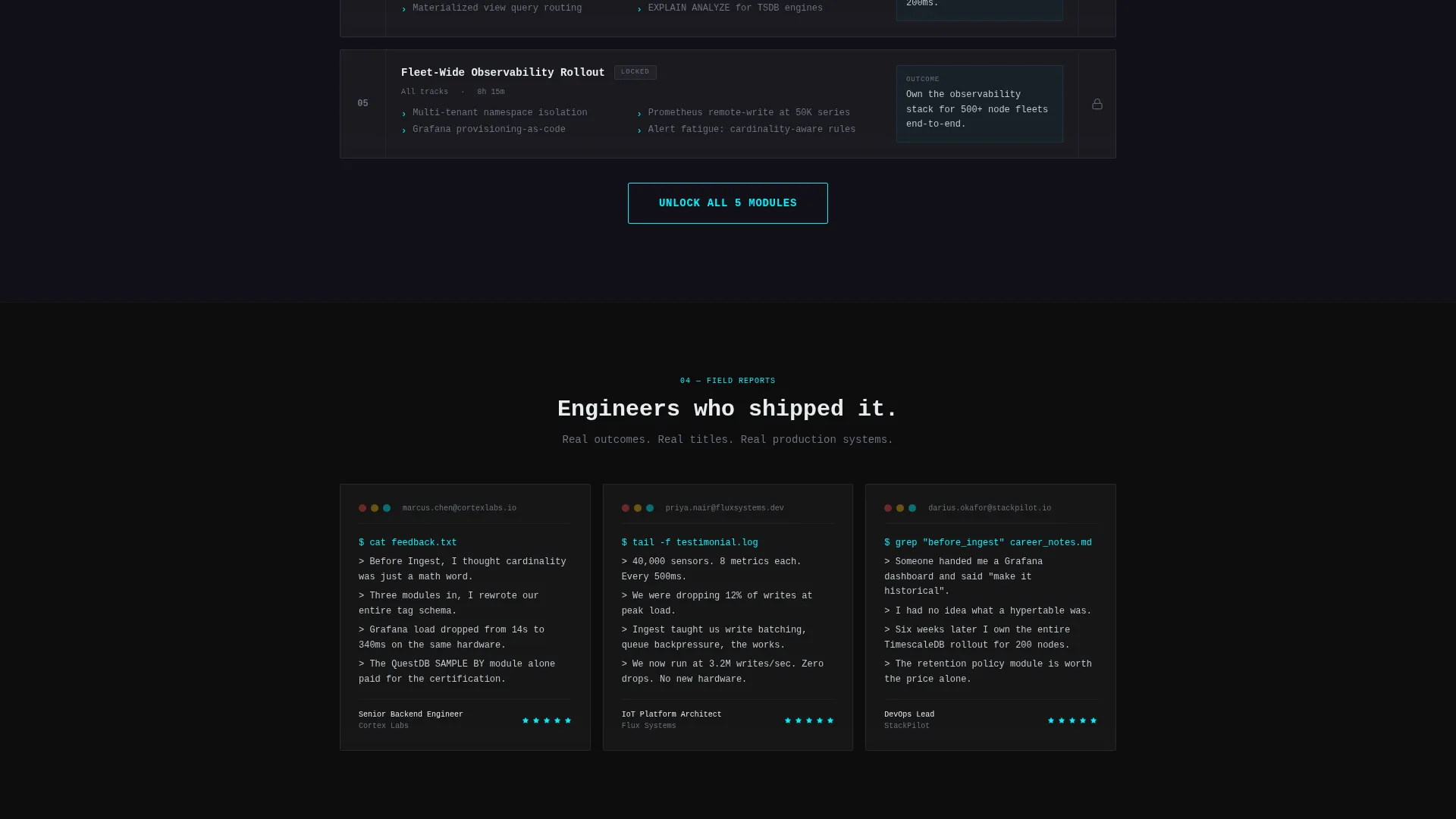 Time Series Database Training Landing Page Template