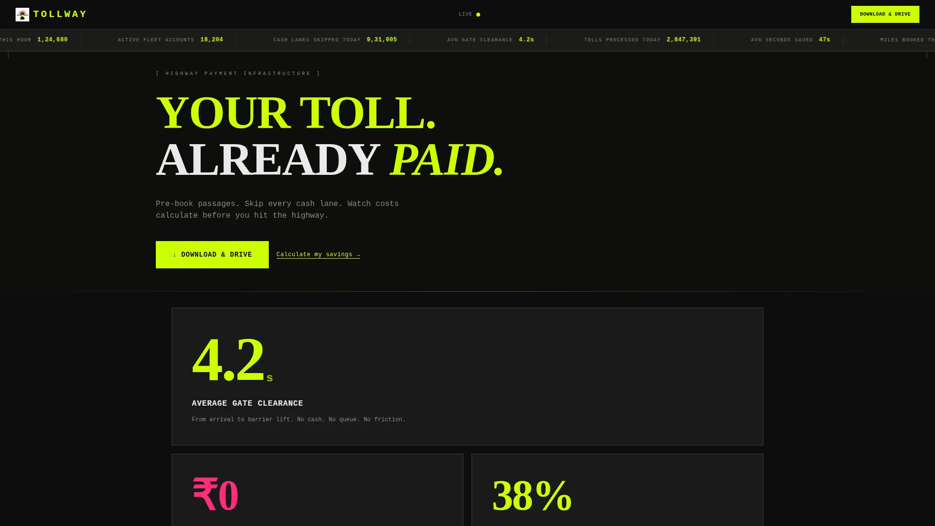 Toll Road Booking Landing Page Template