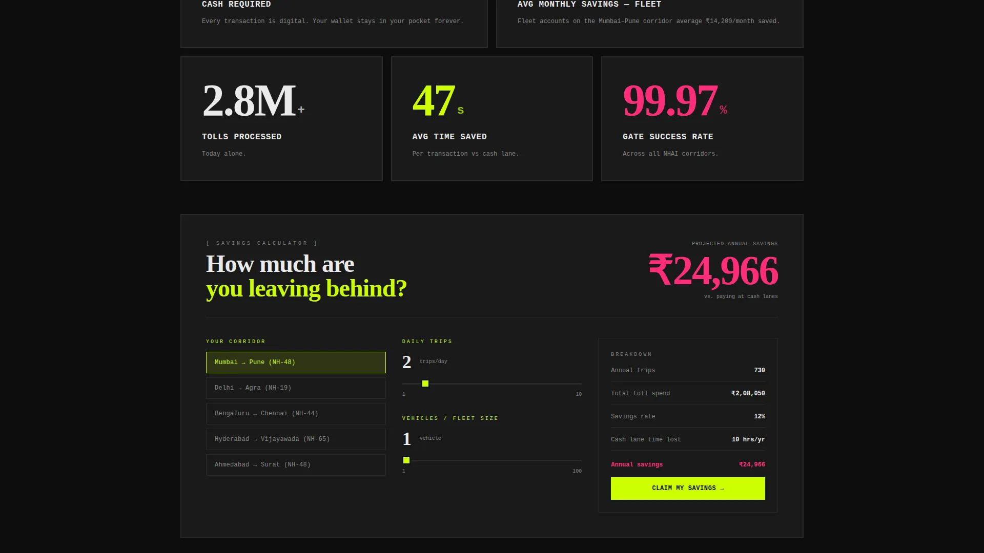 Toll Road Booking Landing Page Template