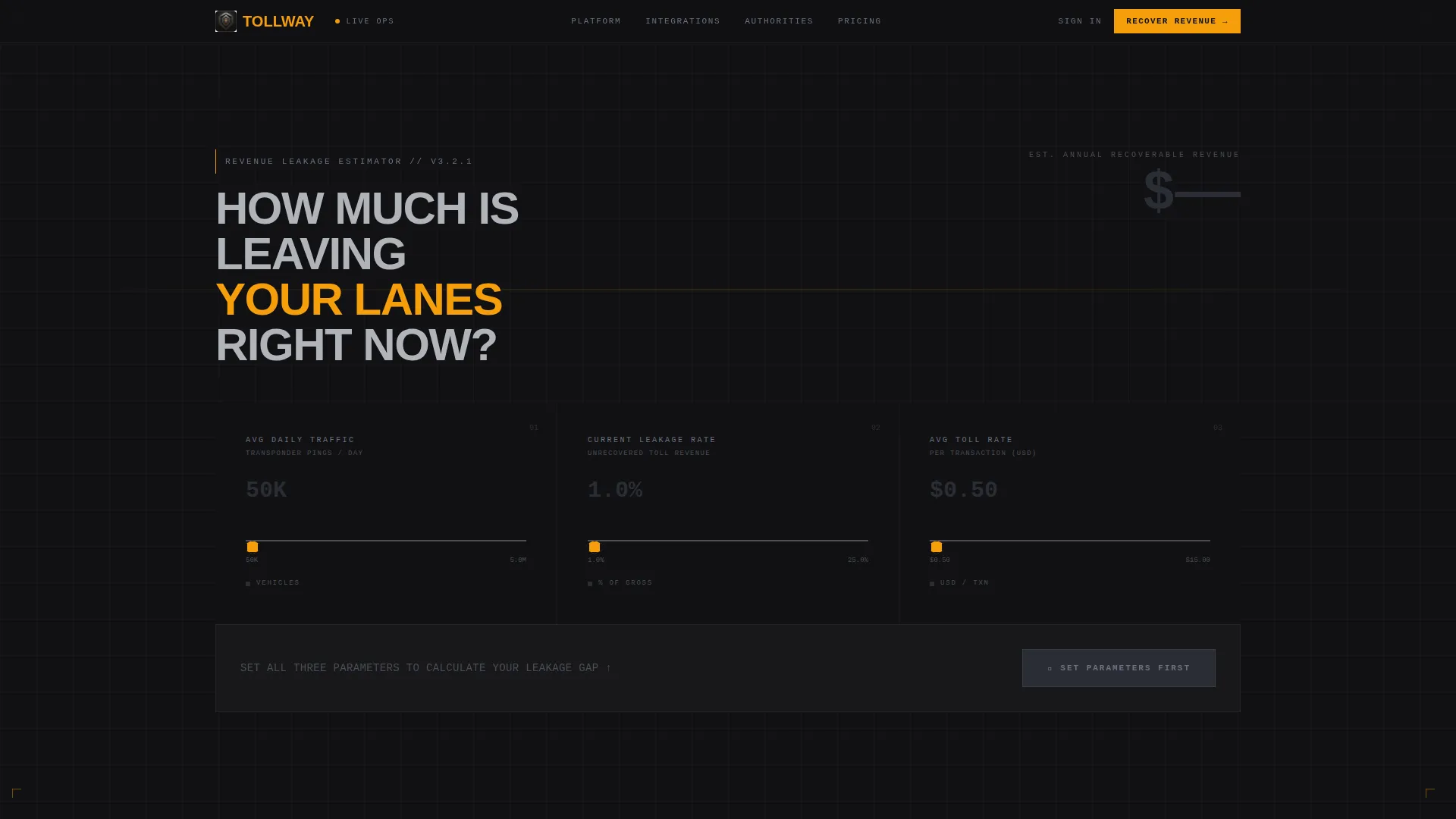 Toll Road Revenue Landing Page Template