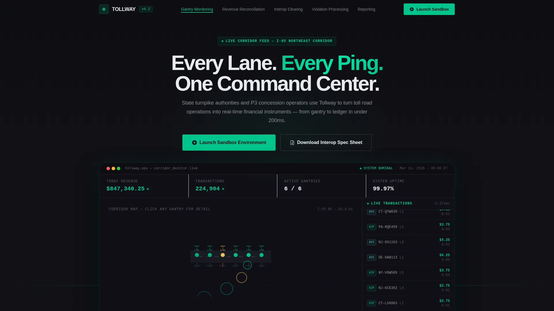 Toll Road Management Software Landing Page Template