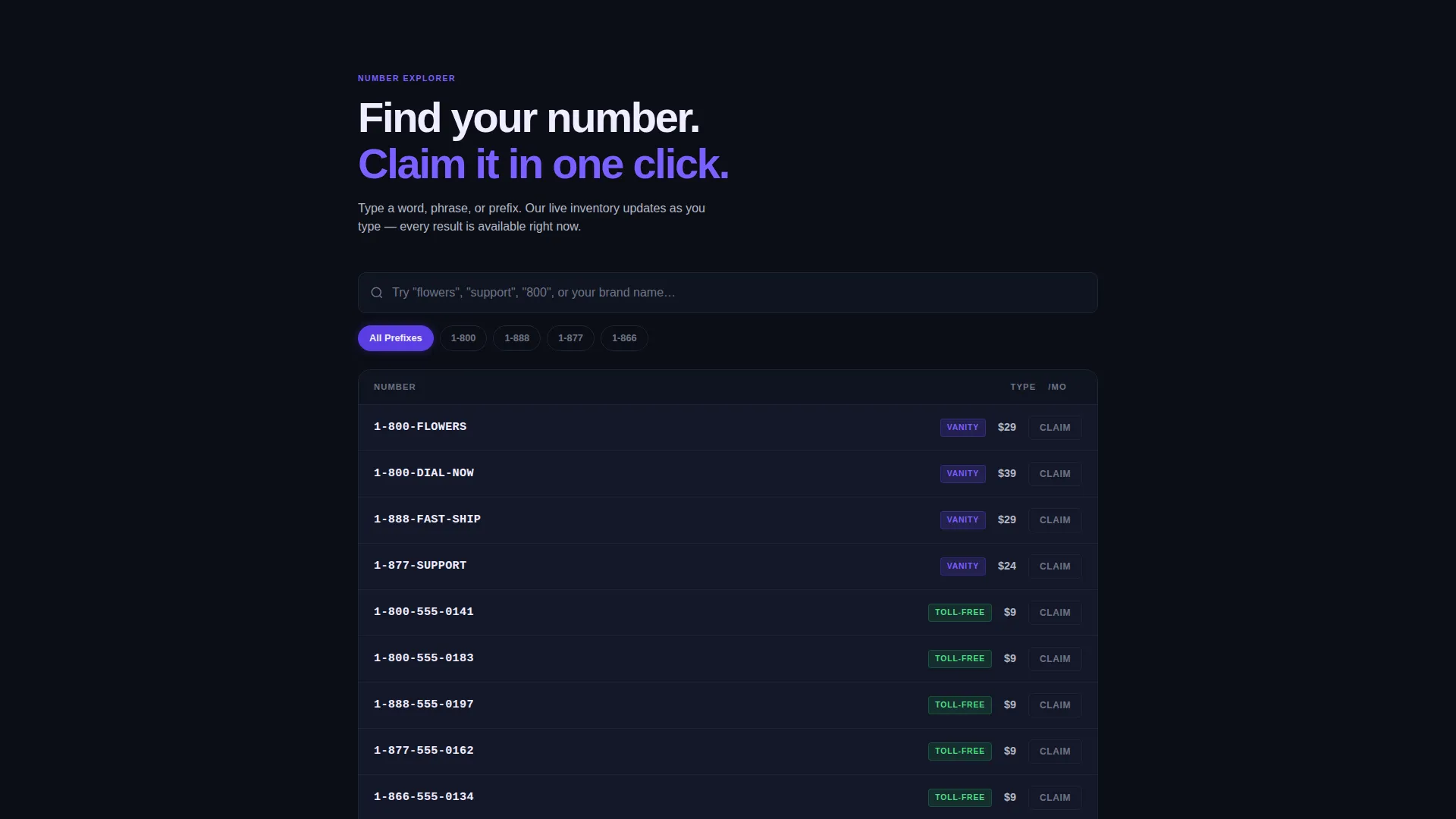 Toll-Free Number Provider Landing Page Template