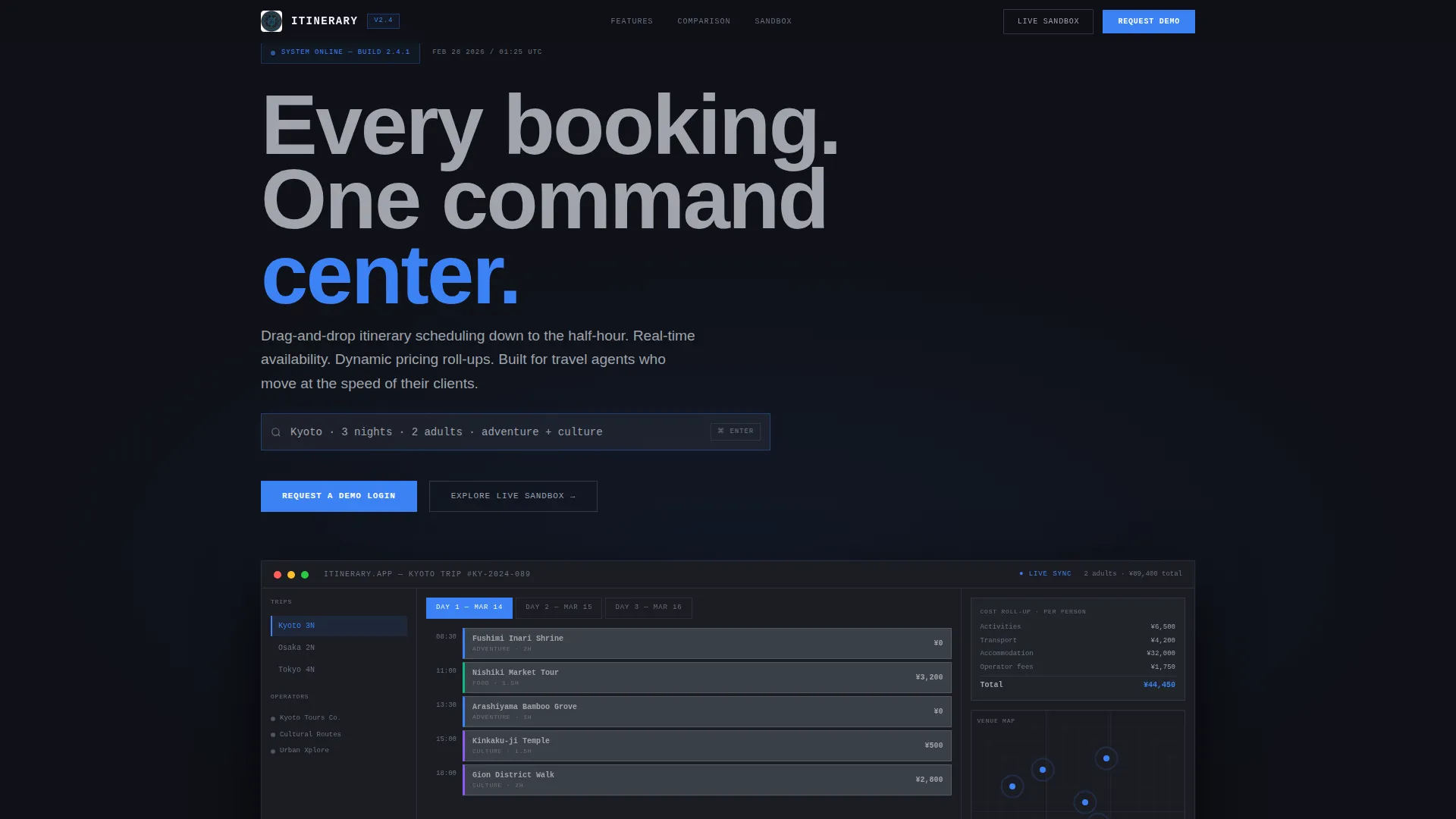 Tour Booking Comparison Table Landing Page