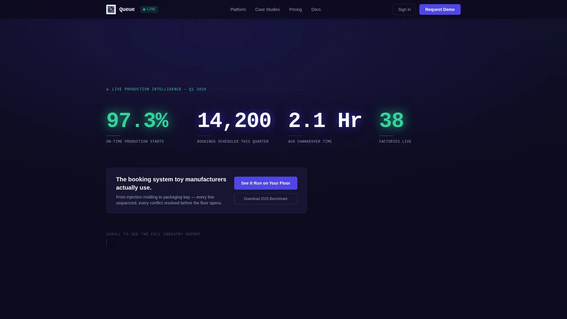 Toy Manufacturing Booking System Landing Page Template