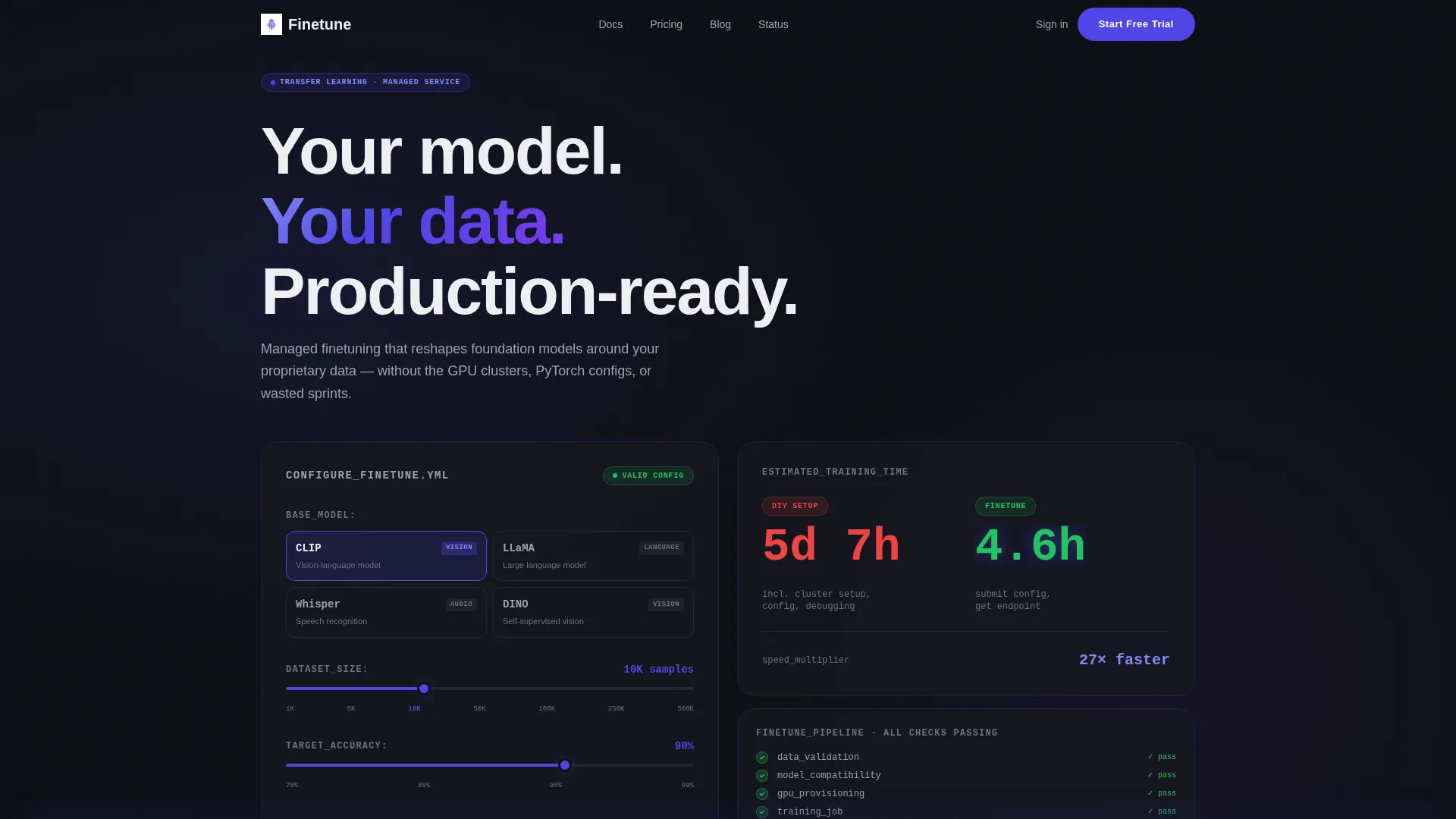 Transfer Learning Managed Service Landing Page