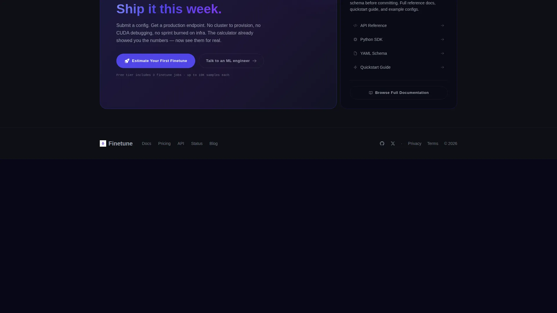 Transfer Learning Managed Service Landing Page